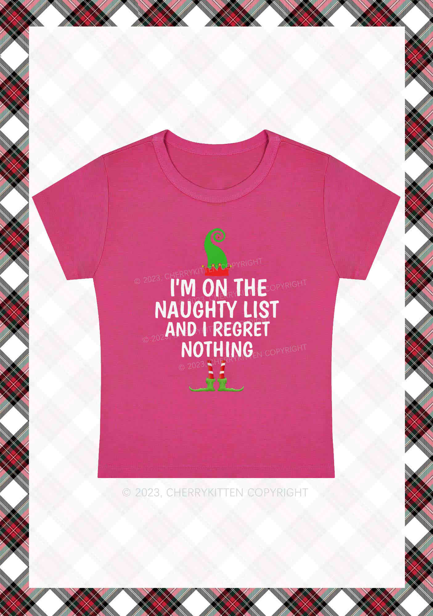 I'm On The Naughty List Christmas Y2K Baby Tee Cherrykitten