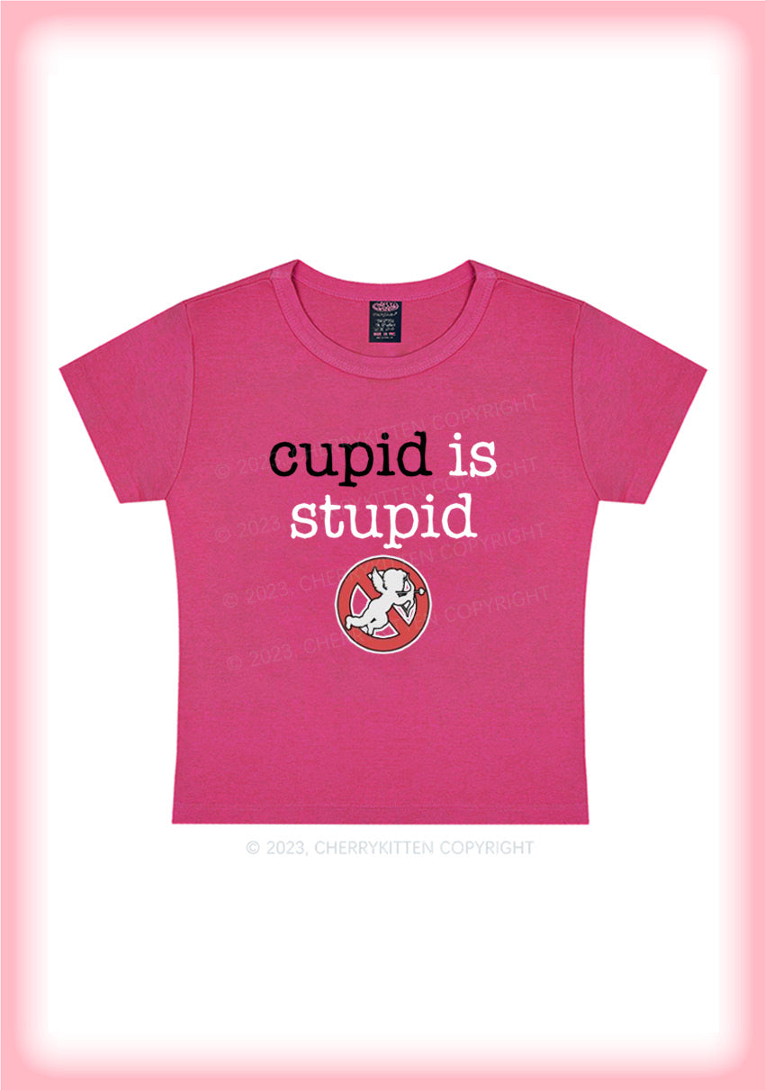 Cupid Is Stupid Valentine's Day Y2K Baby Tee Cherrykitten