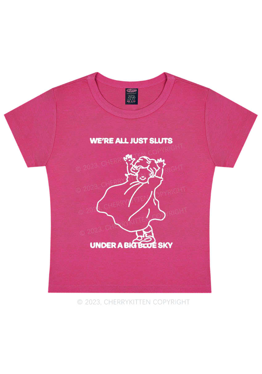 Curvy We're All Just Slxts Y2K Baby Tee Cherrykitten