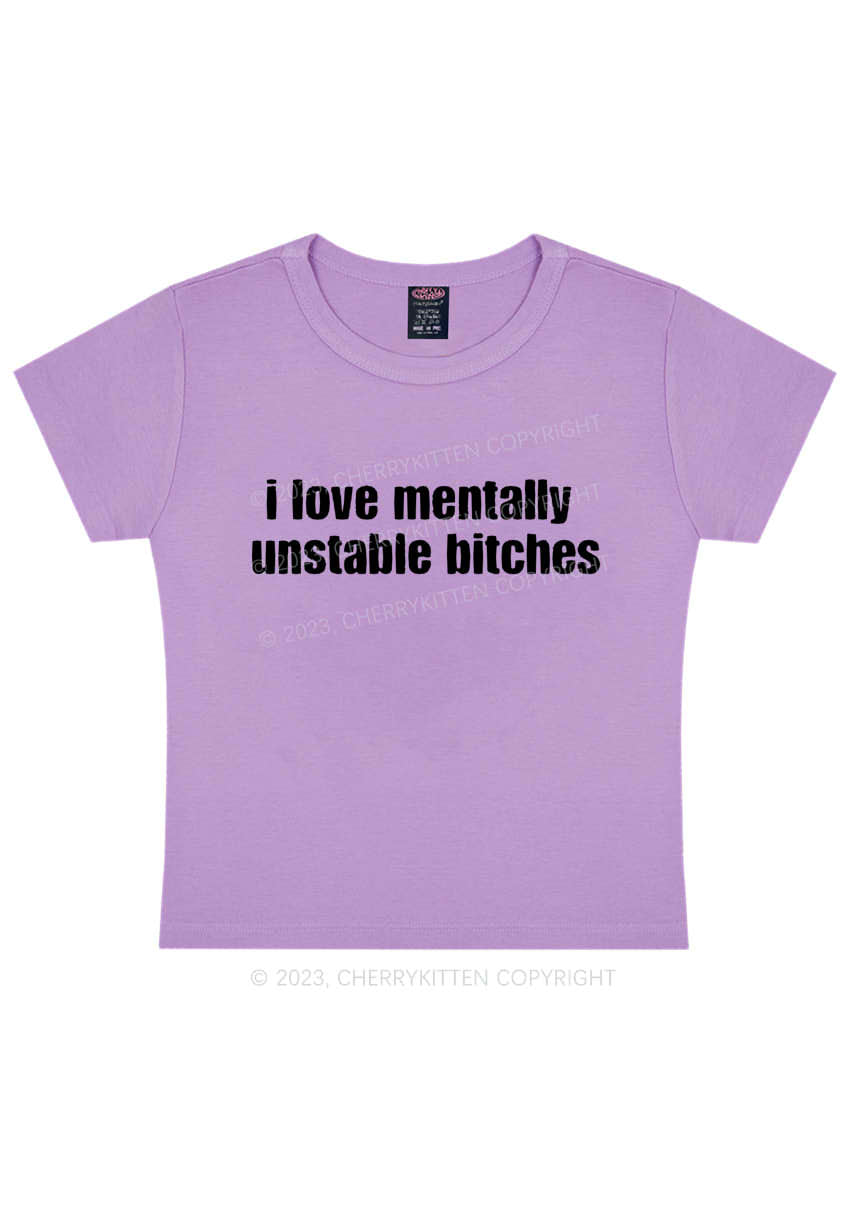 Curvy Mentally Unstable Y2K Baby Tee Cherrykitten