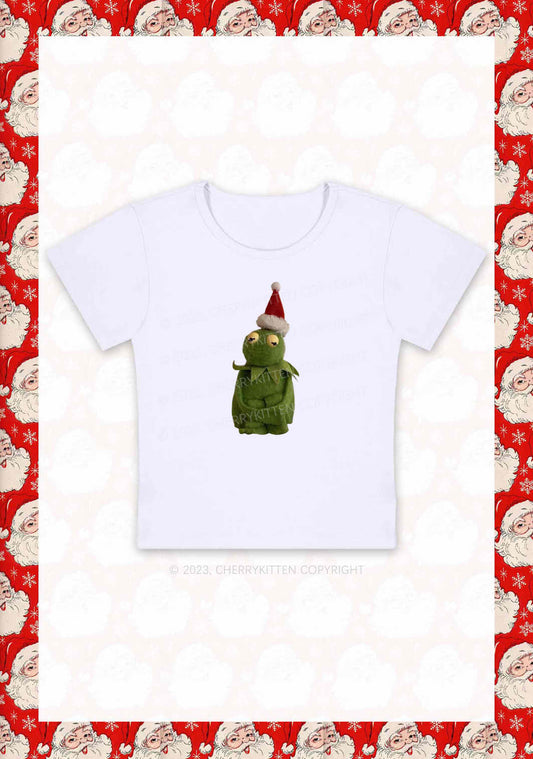 Christmas Plush Frog Y2K Baby Tee Cherrykitten