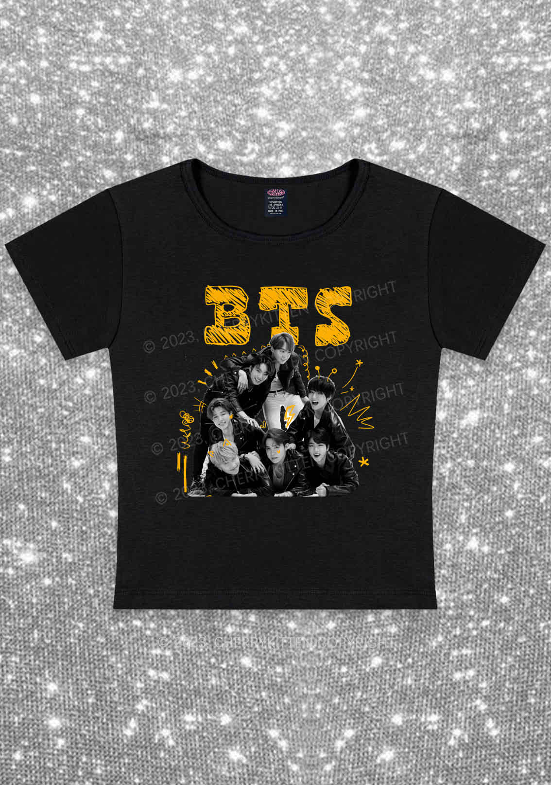 Graffiti Bangtan Kpop Y2K Baby Tee Cherrykitten