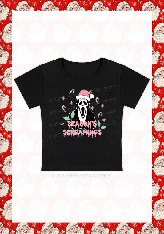 Christmas Season's Screamings Y2K Baby Tee Cherrykitten