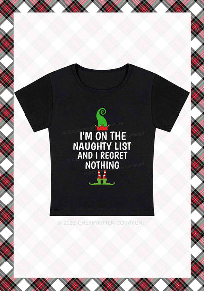 I'm On The Naughty List Christmas Y2K Baby Tee Cherrykitten