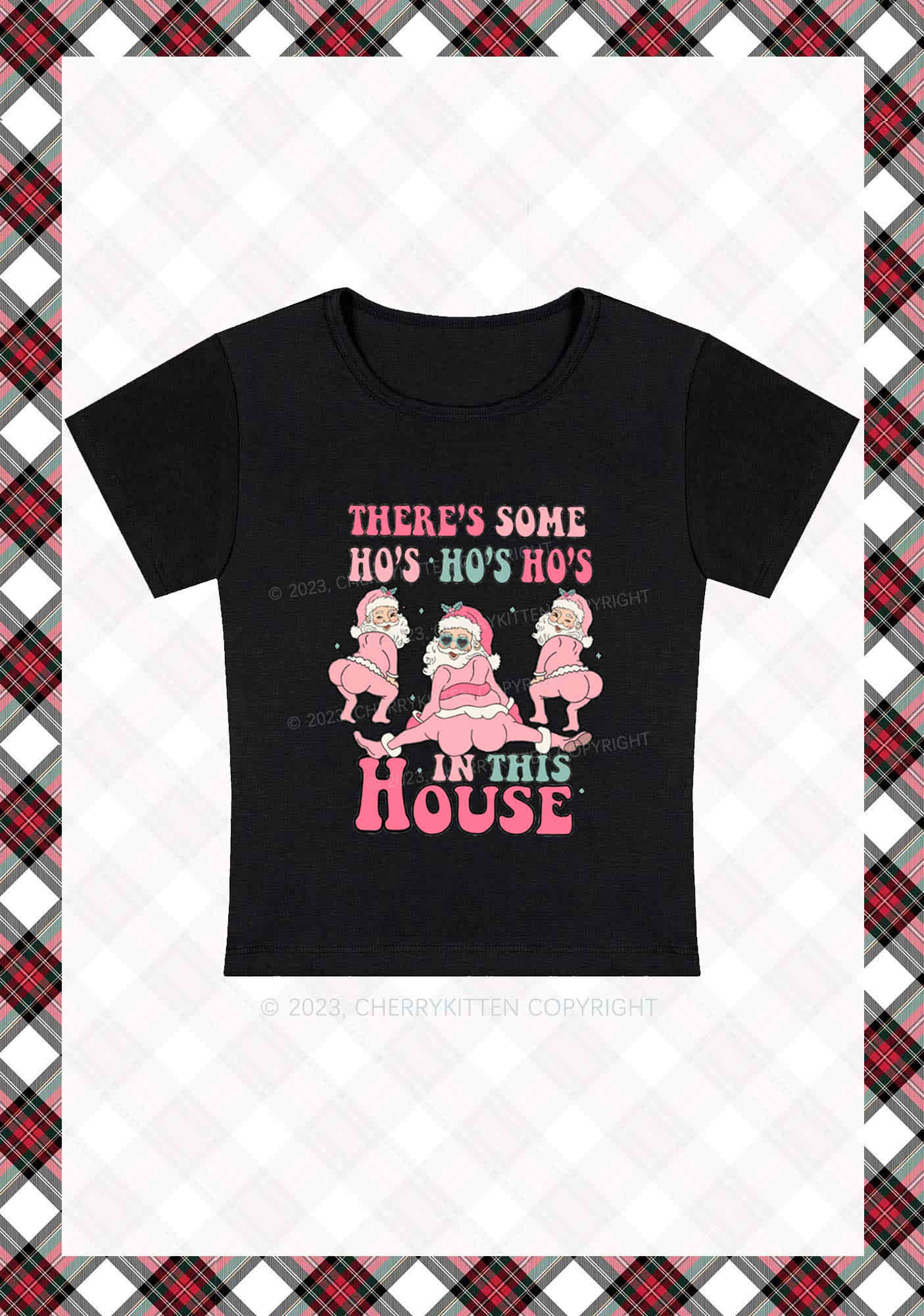 Pink Santas Christmas Y2K Baby Tee Cherrykitten