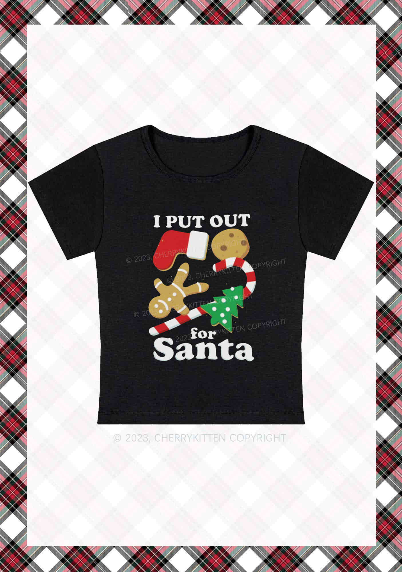 I Put Out For Santa Christmas Y2K Baby Tee Cherrykitten