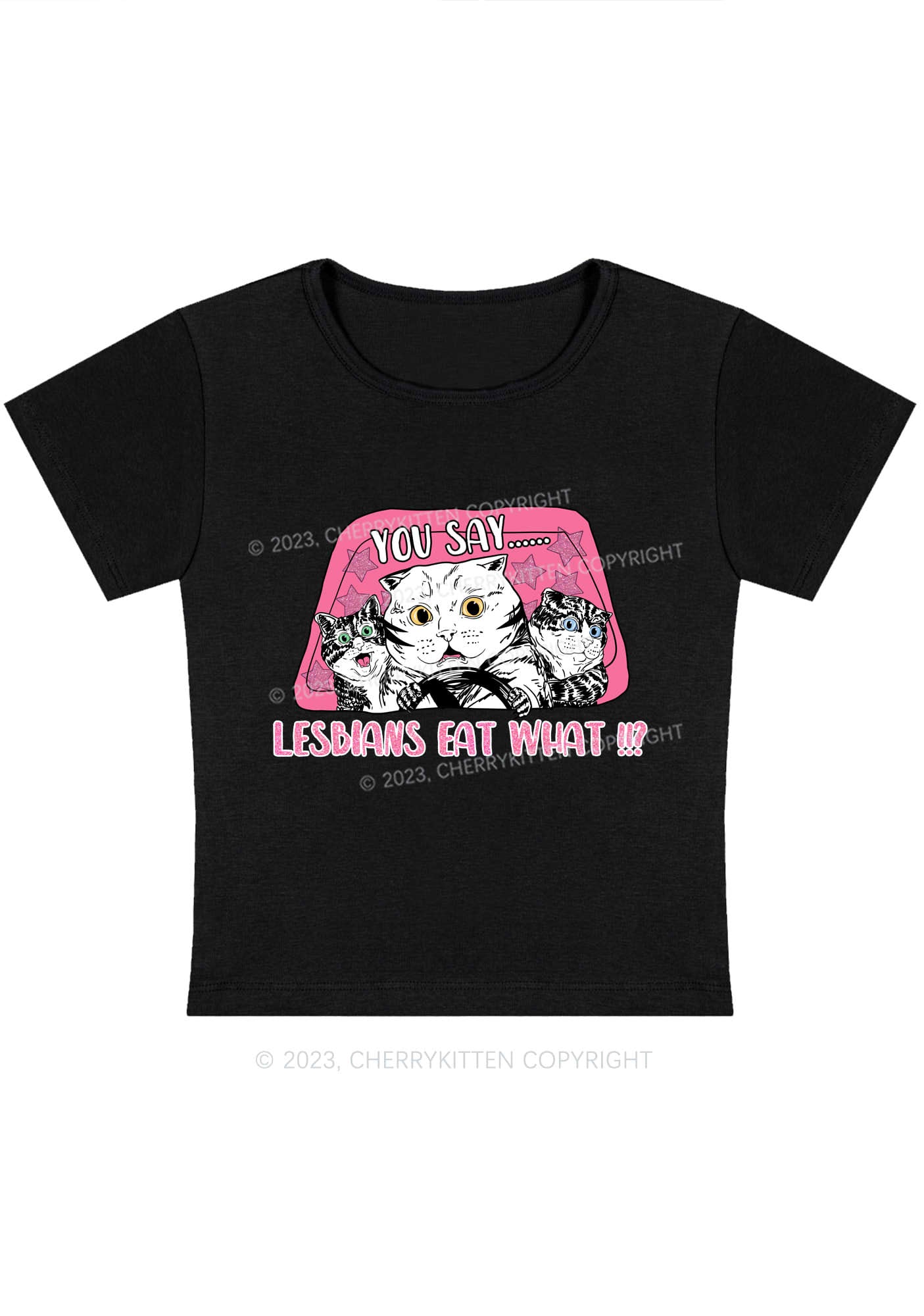 You Say Lesbians Eat What Y2K Baby Tee Cherrykitten