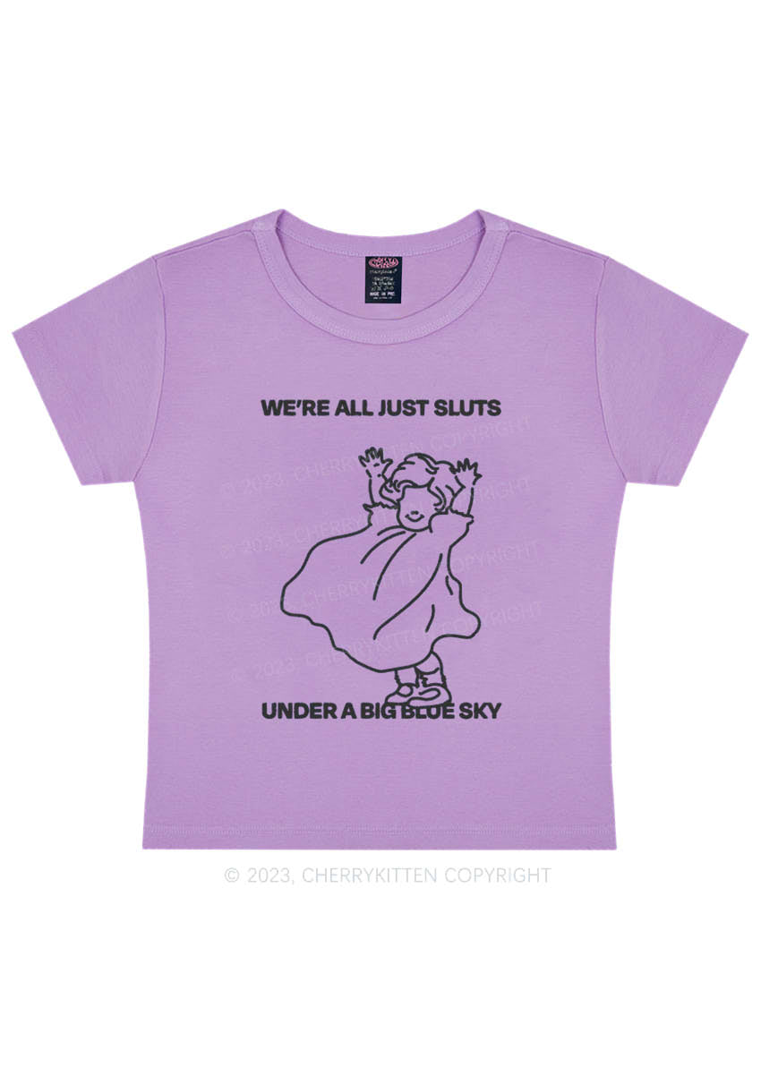 Curvy We're All Just Slxts Y2K Baby Tee Cherrykitten