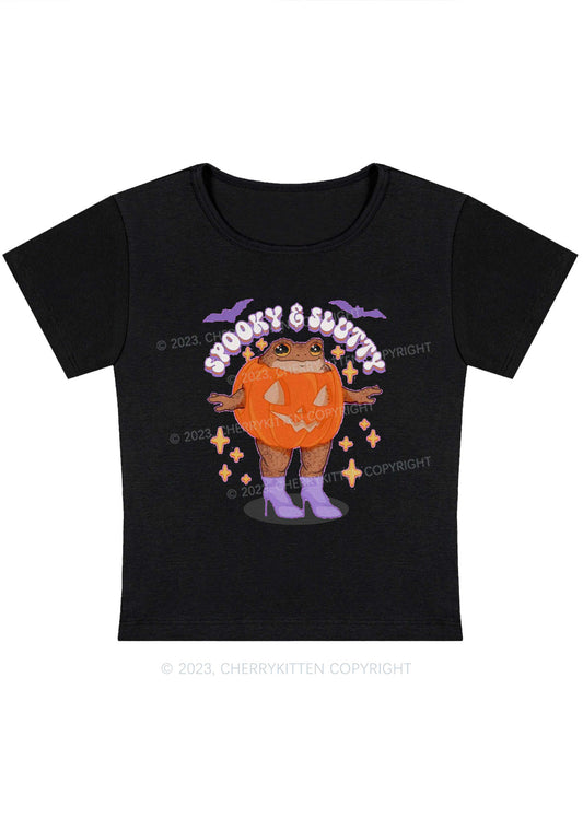 Spooky Slutty Pumpkin Toad Halloween Y2K Baby Tee Cherrykitten