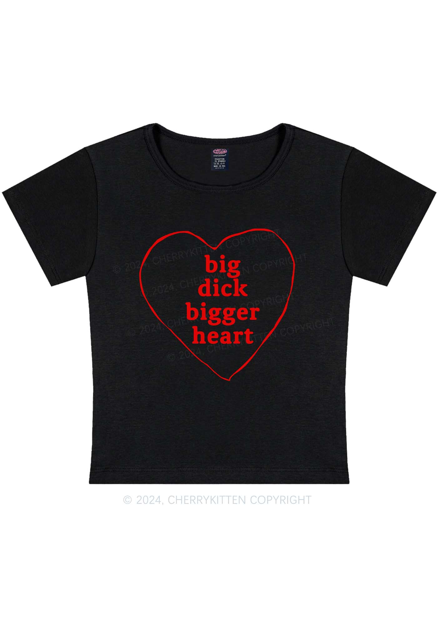 Curvy Big Dxxk Bigger Heart Y2K Baby Tee Cherrykitten