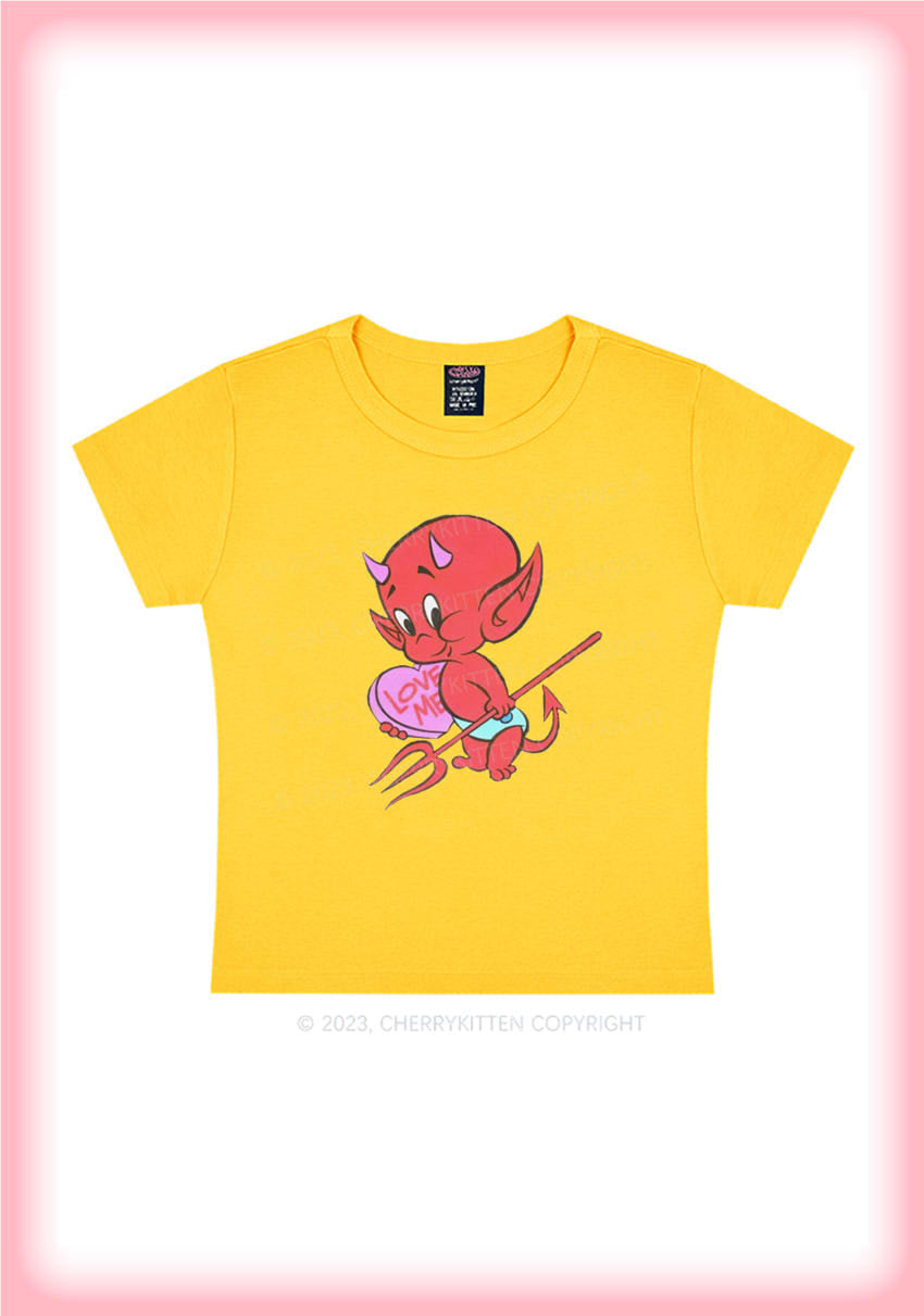 Valentine's Day Devil Love Me Y2K Baby Tee Cherrykitten