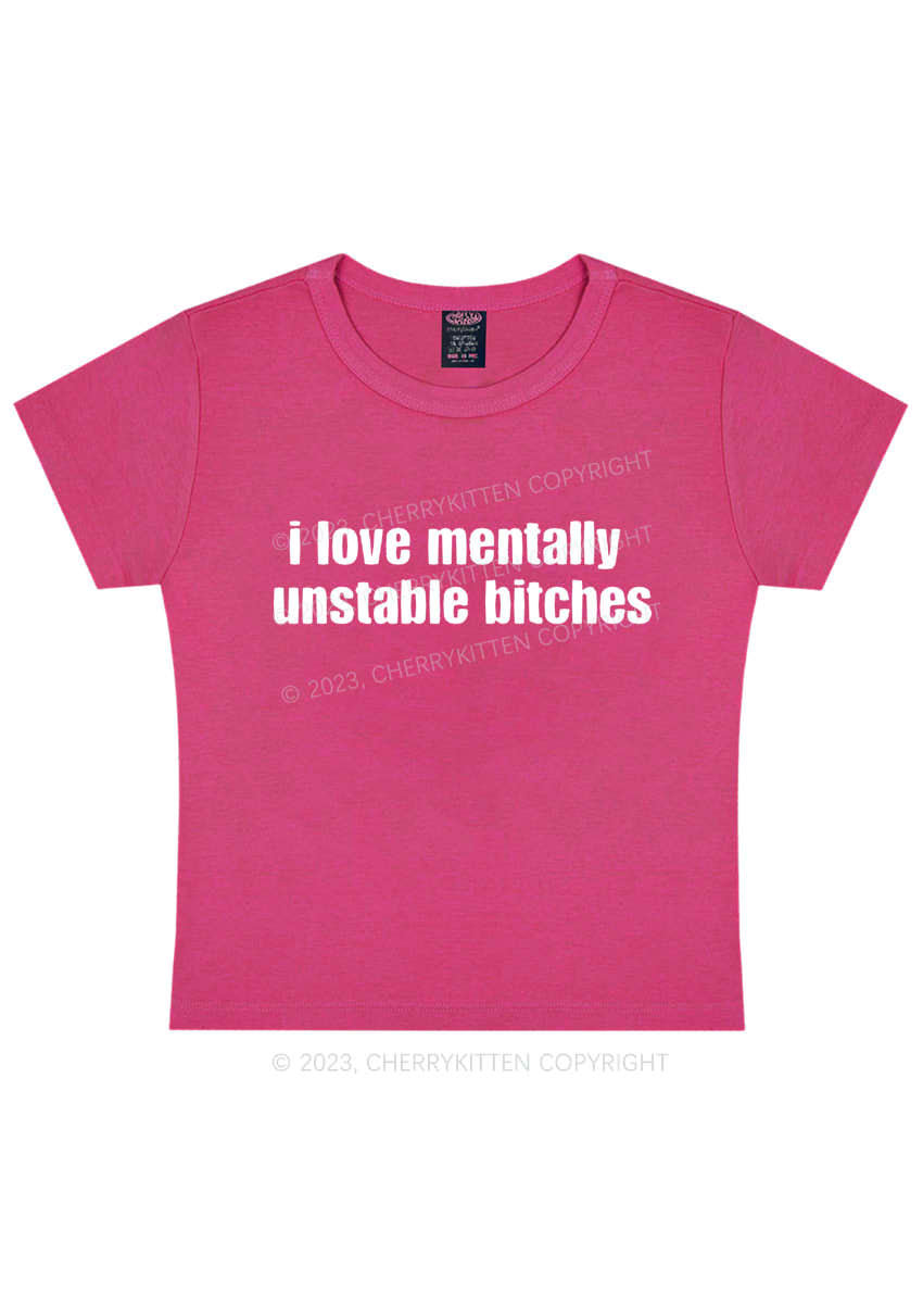 Curvy Mentally Unstable Y2K Baby Tee Cherrykitten