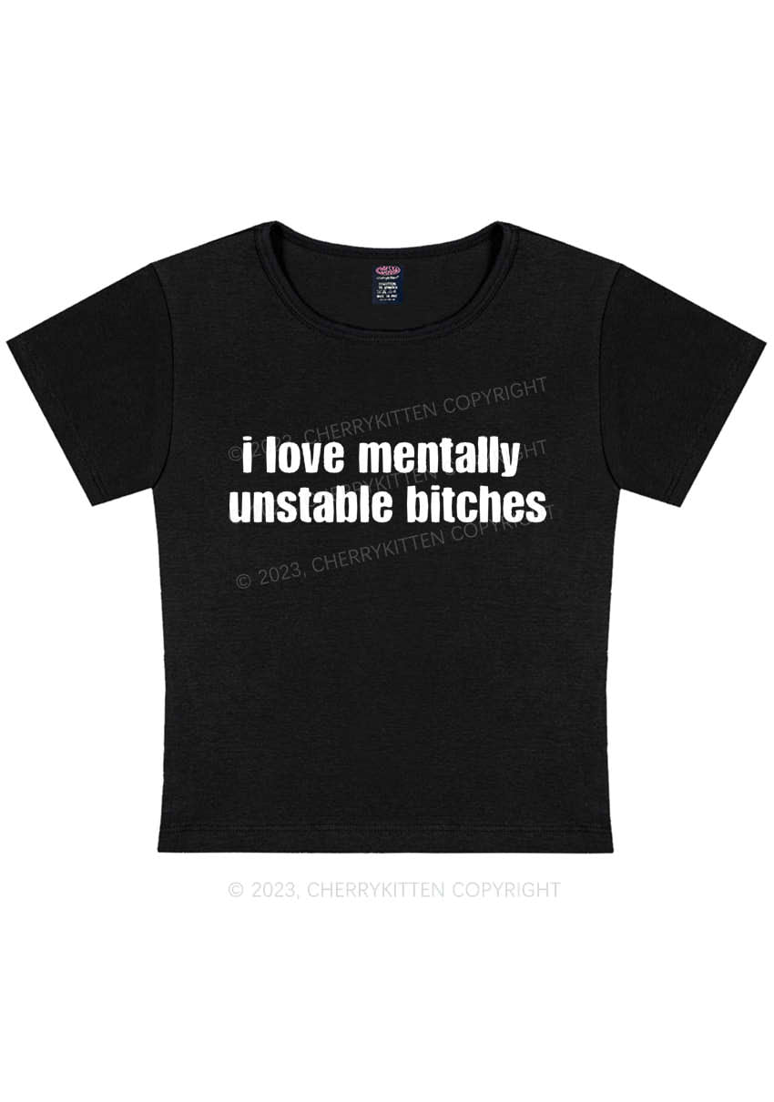 Curvy Mentally Unstable Y2K Baby Tee Cherrykitten