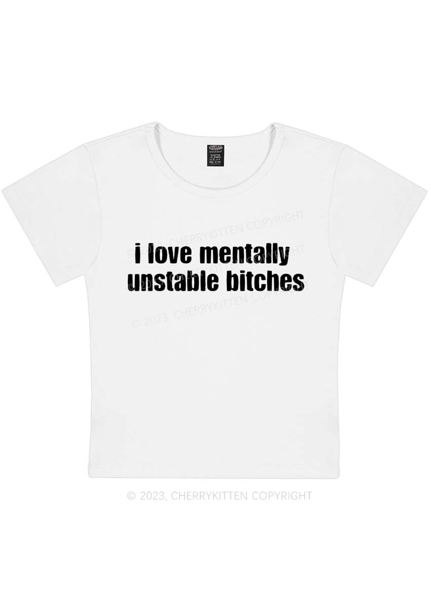 Curvy Mentally Unstable Y2K Baby Tee Cherrykitten