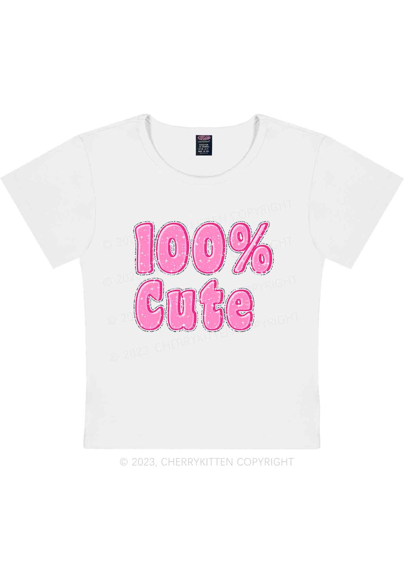 Curvy 100% Cute Y2K Baby Tee Cherrykitten
