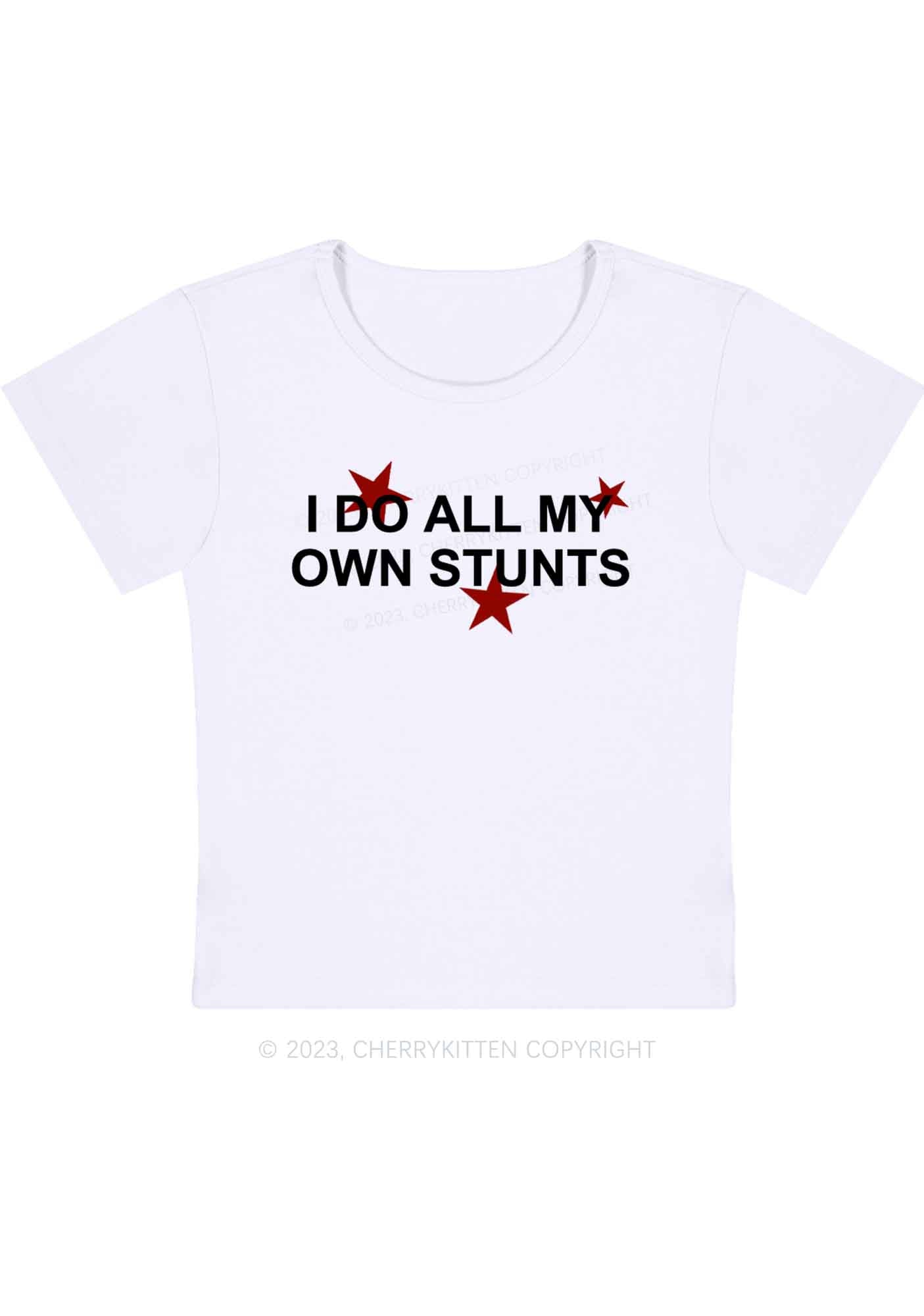 Curvy All My Own Stunts Baby Tee Cherrykitten