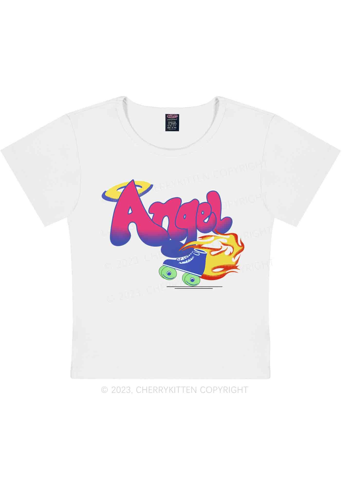 Curvy Fire Angel Y2K Baby Tee Cherrykitten