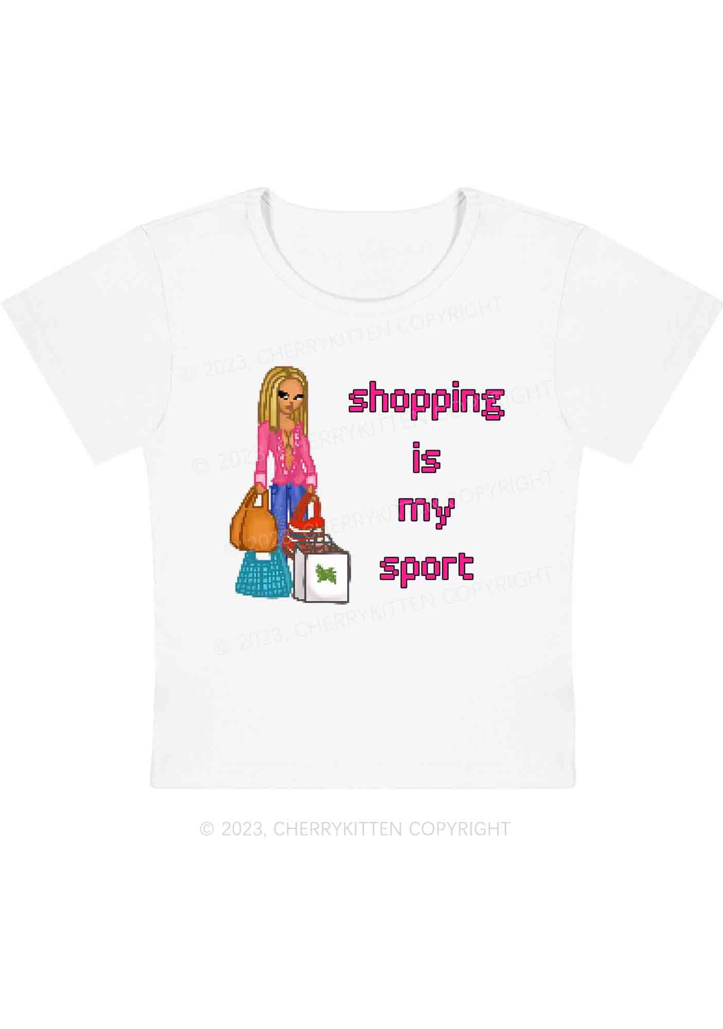 Curvy Shopping Is My Sport Y2K Baby Tee Cherrykitten