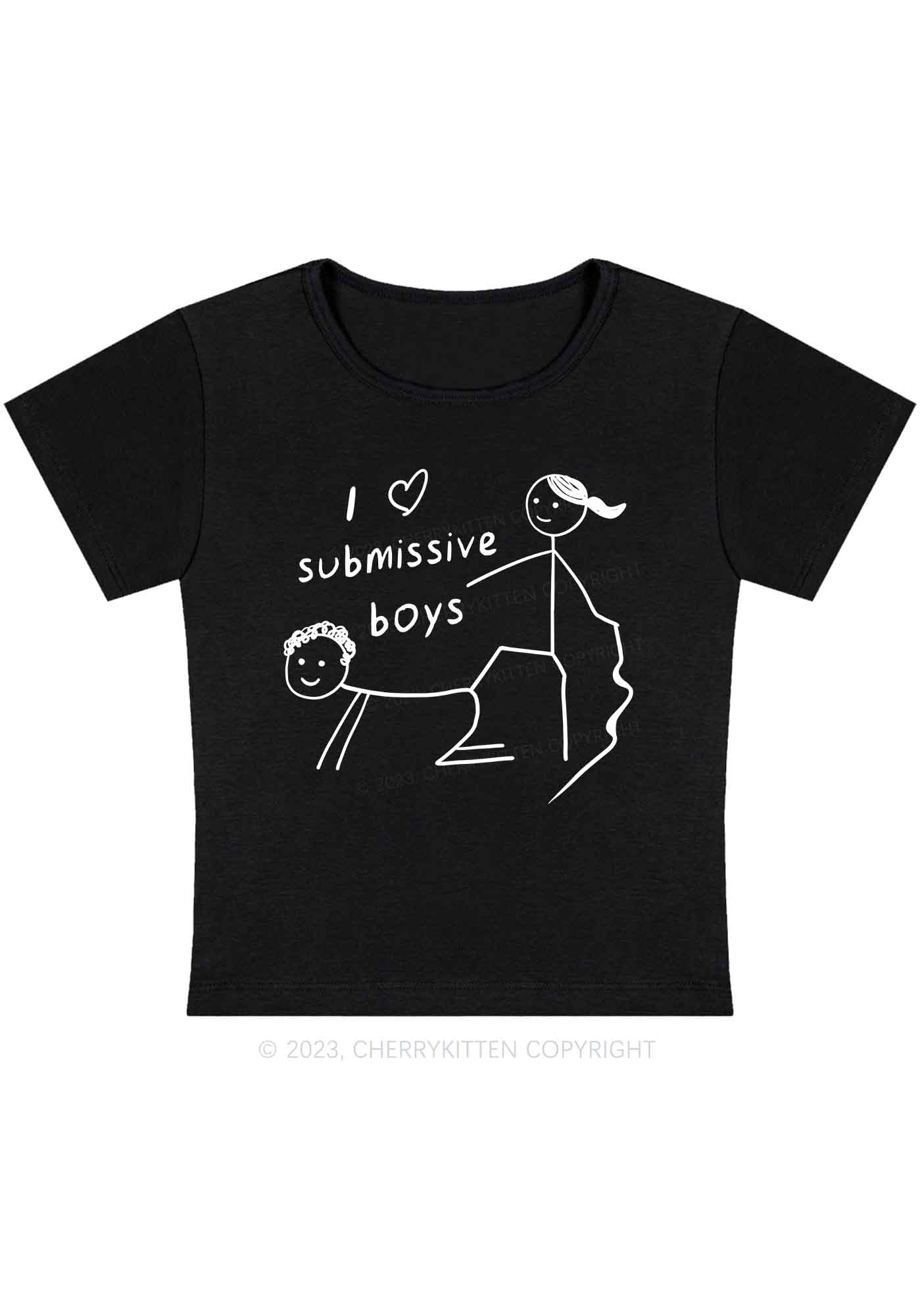 Curvy I Love S Boys Y2K Baby Tee Cherrykitten