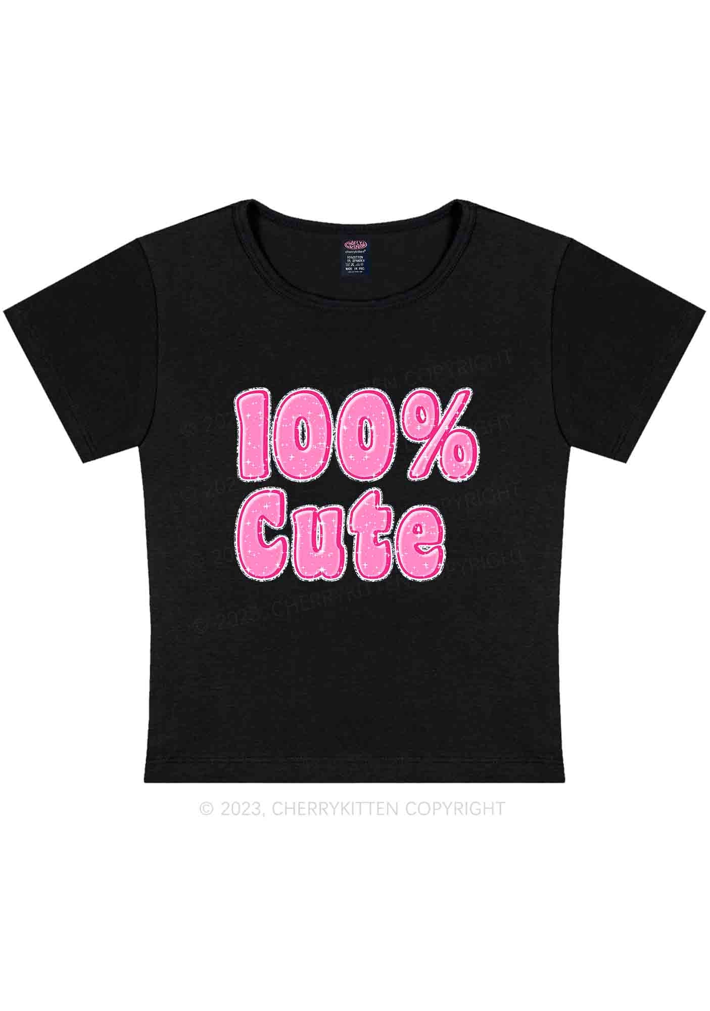 Curvy 100% Cute Y2K Baby Tee Cherrykitten