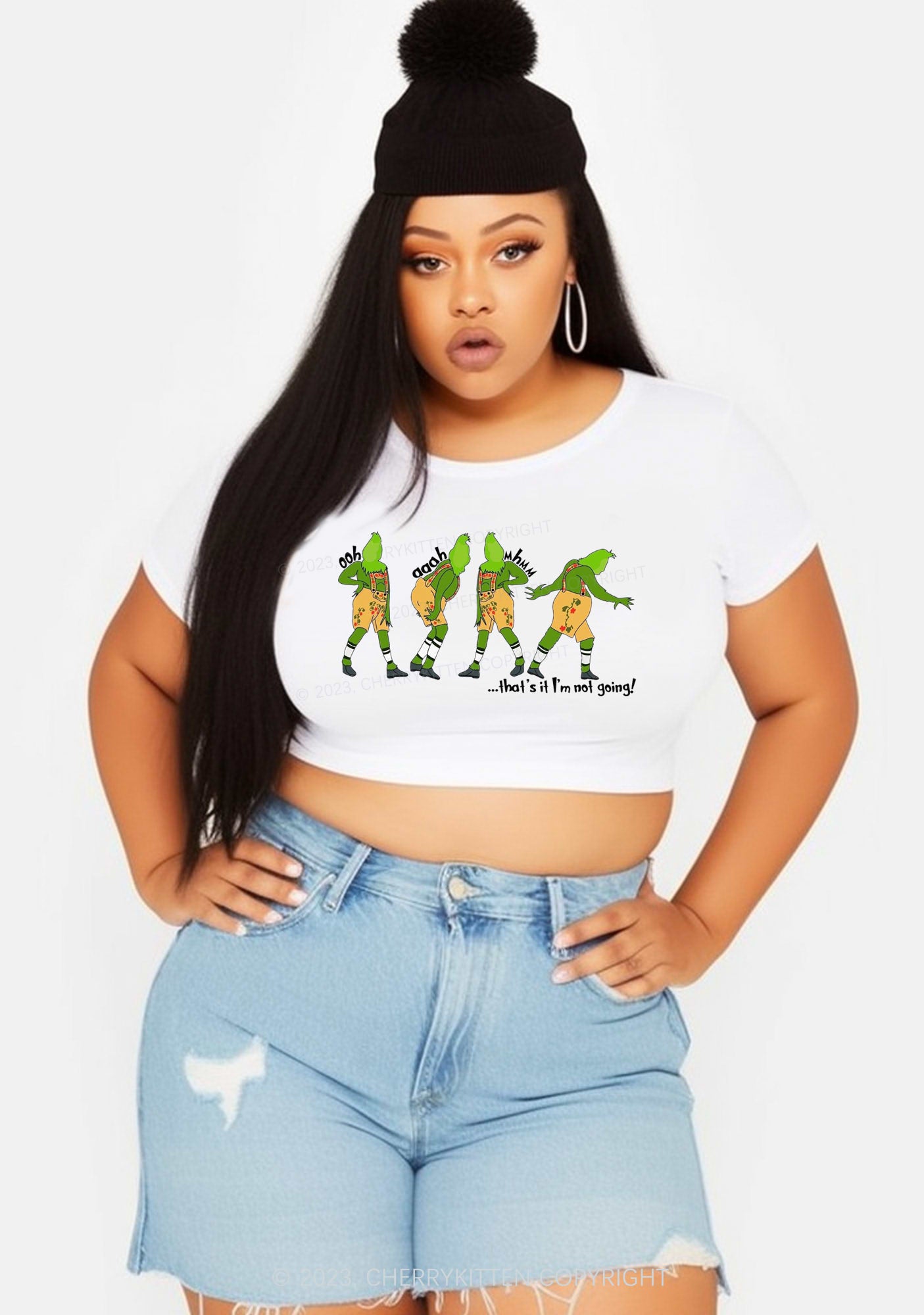 That's It I'm Not Going Christmas Y2K Baby Tee Cherrykitten