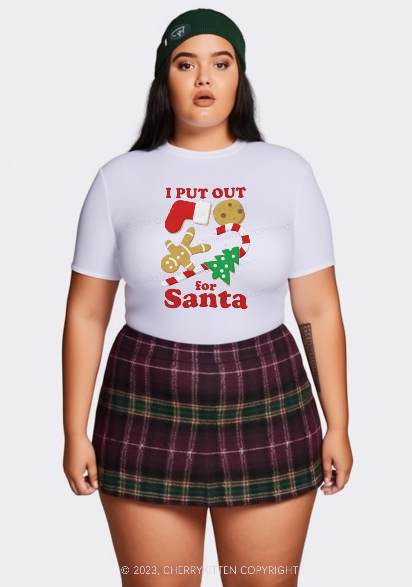 I Put Out For Santa Christmas Y2K Baby Tee Cherrykitten