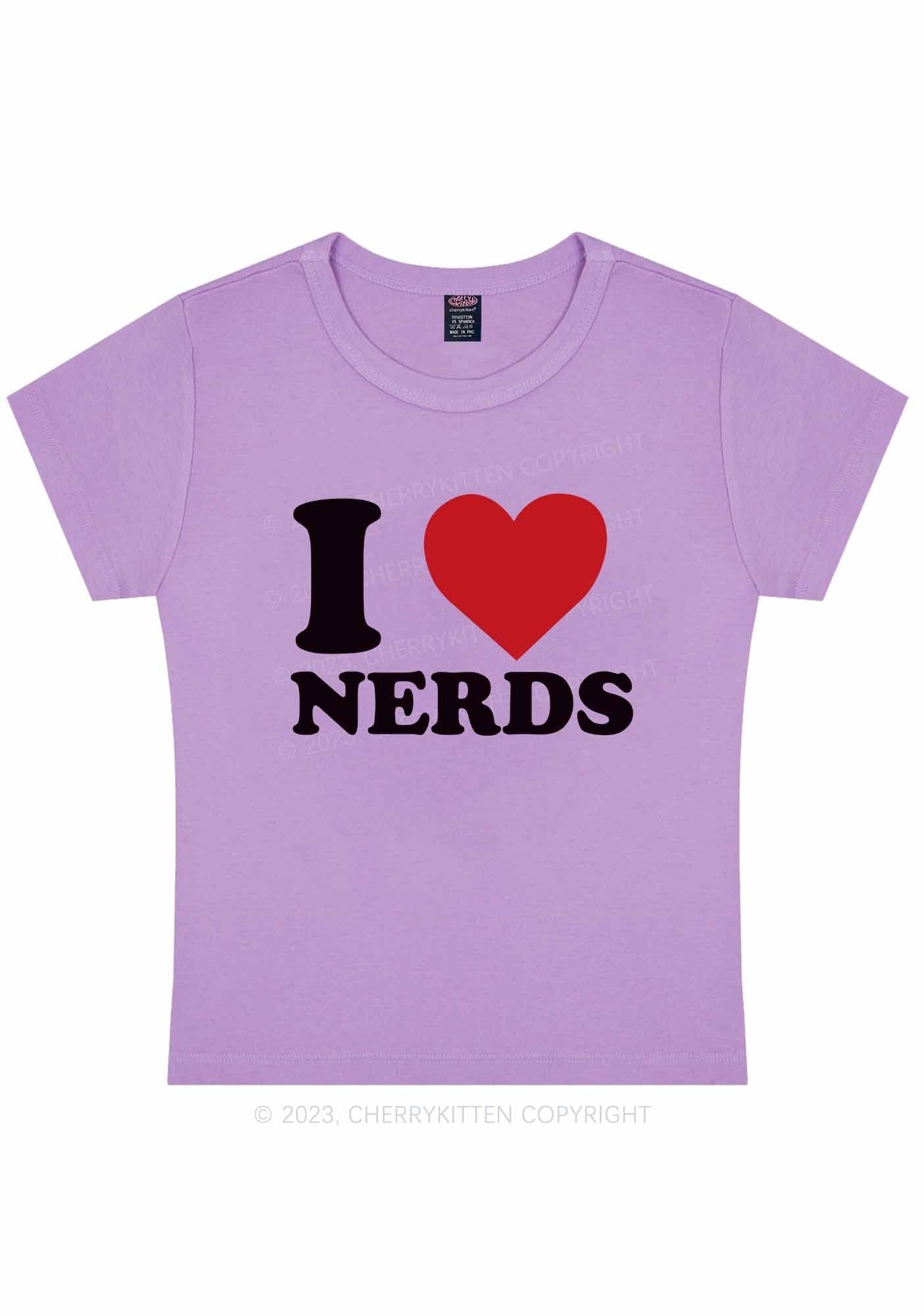 Curvy I Love Nerds Y2K Baby Tee Cherrykitten