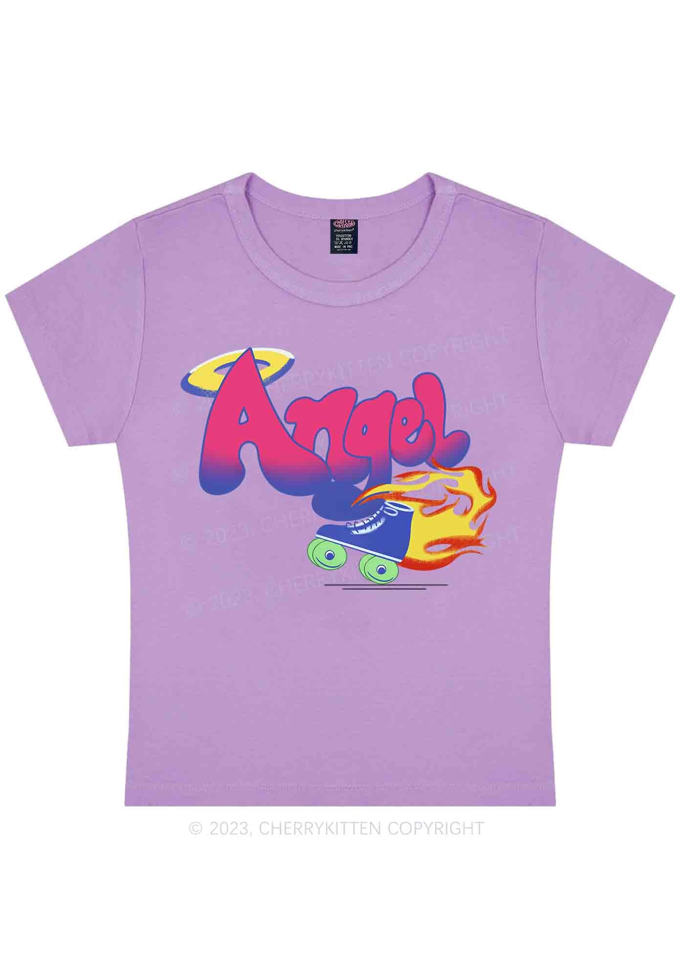 Curvy Fire Angel Y2K Baby Tee Cherrykitten