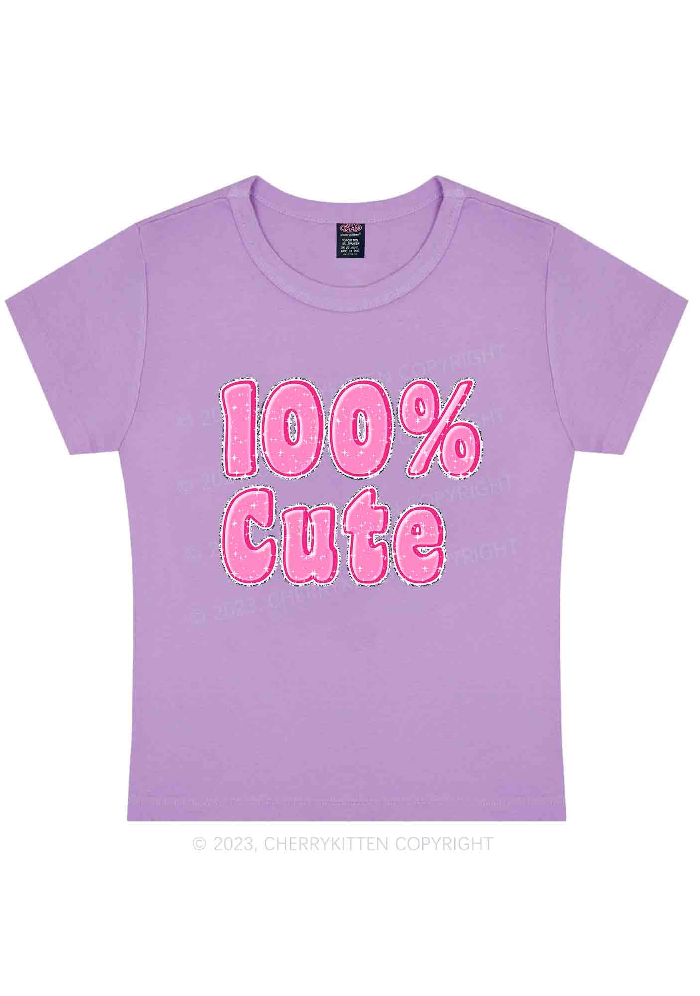 Curvy 100% Cute Y2K Baby Tee Cherrykitten