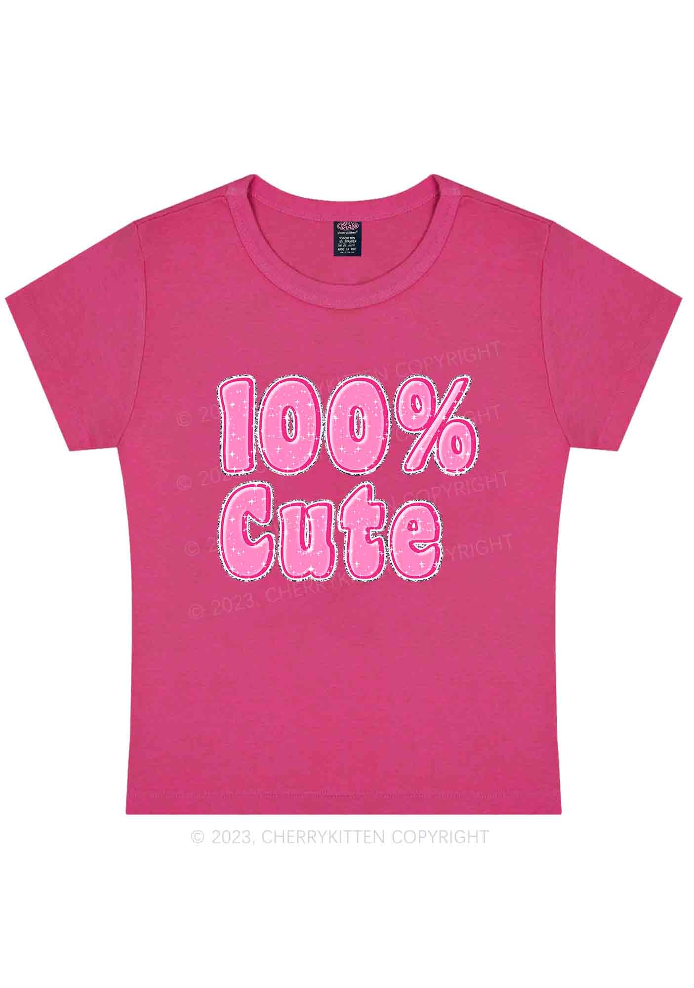 Curvy 100% Cute Y2K Baby Tee Cherrykitten