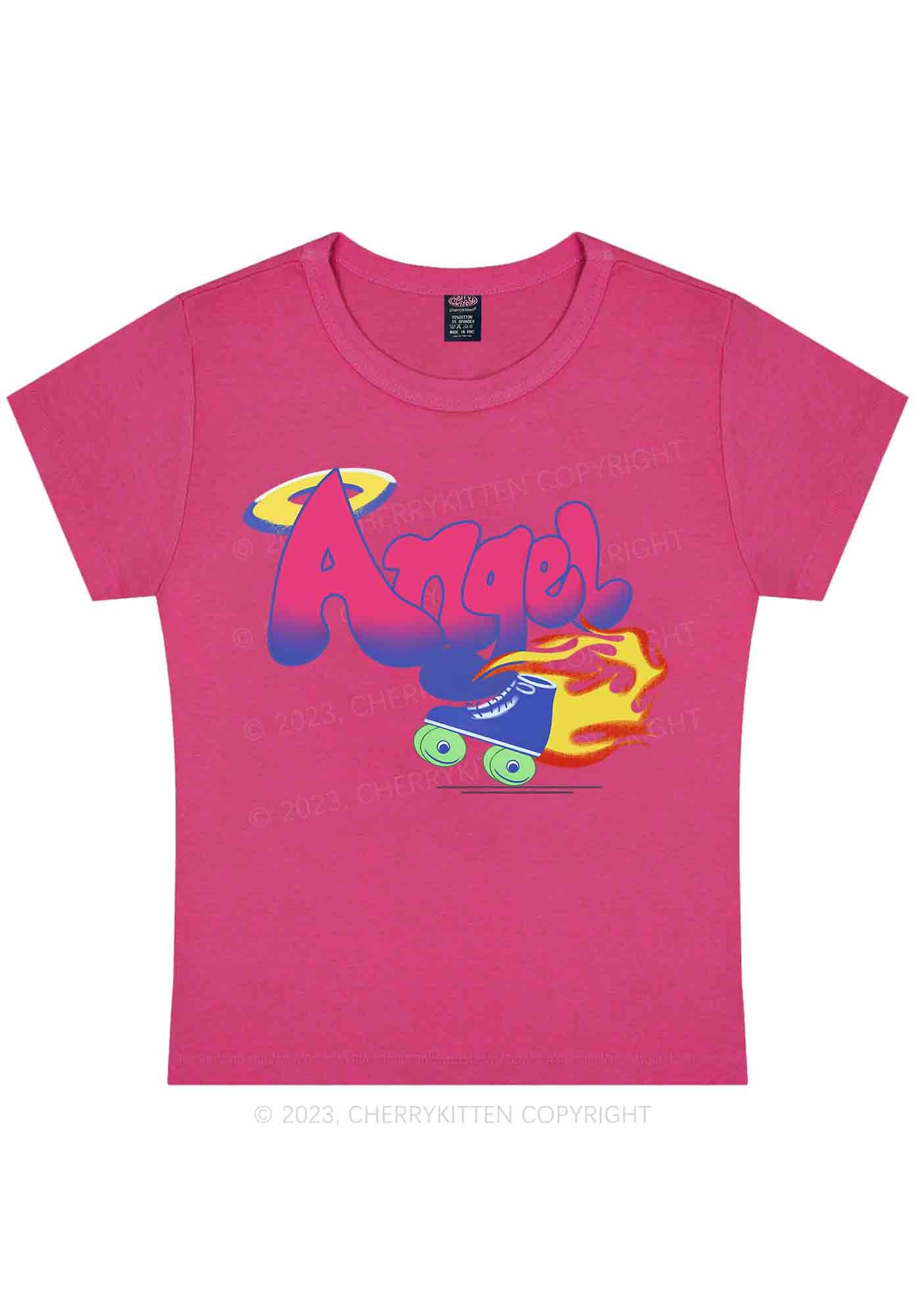 Curvy Fire Angel Y2K Baby Tee Cherrykitten