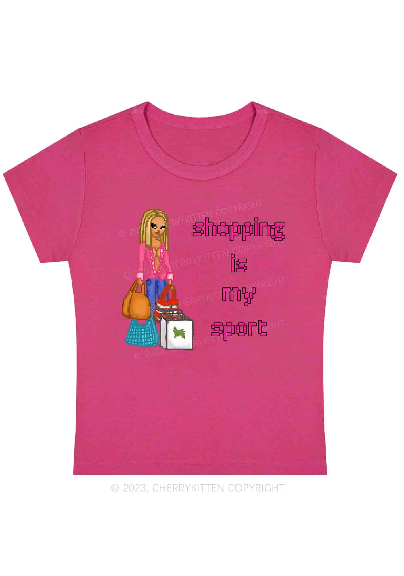 Curvy Shopping Is My Sport Y2K Baby Tee Cherrykitten