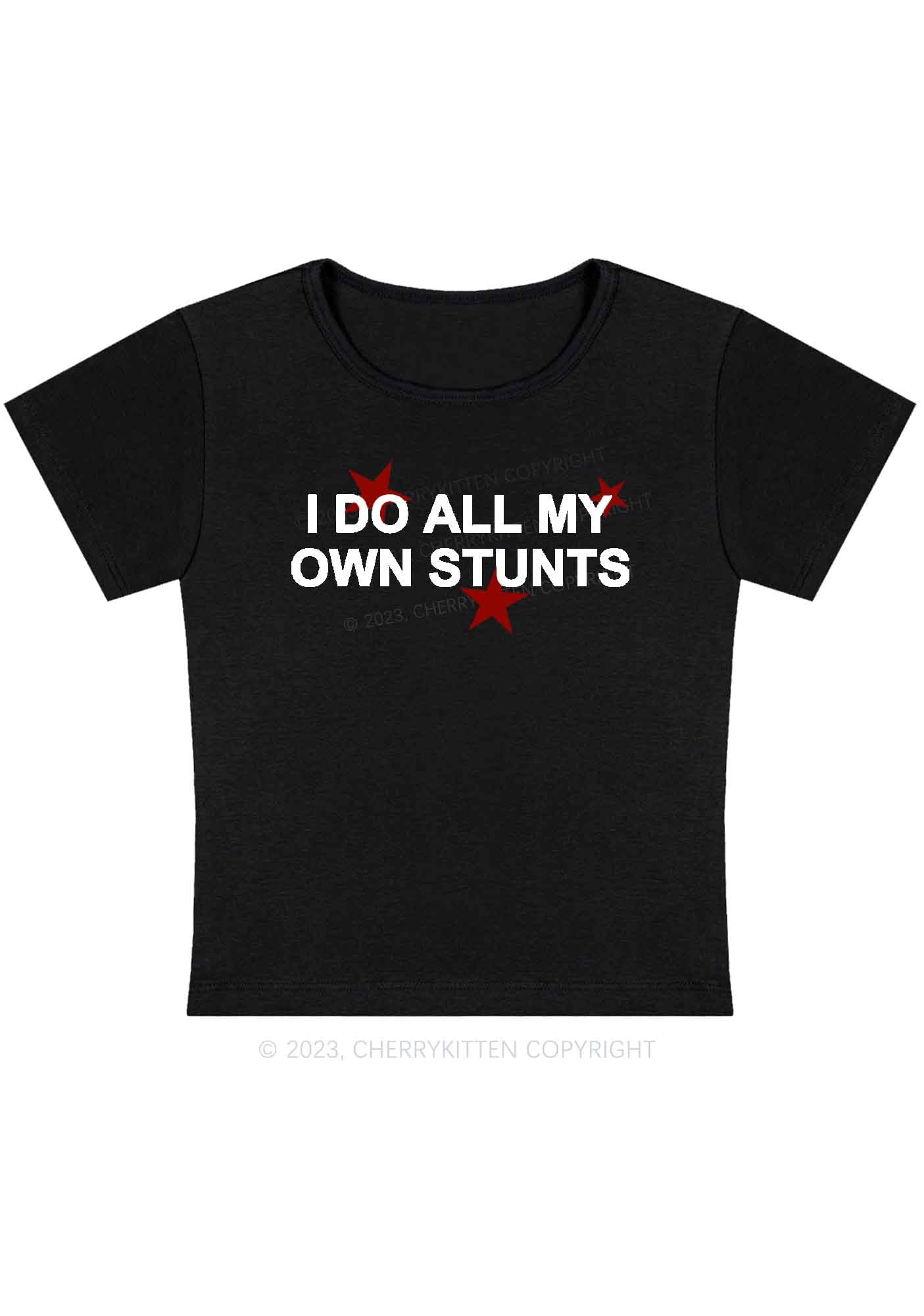 Curvy All My Own Stunts Baby Tee Cherrykitten