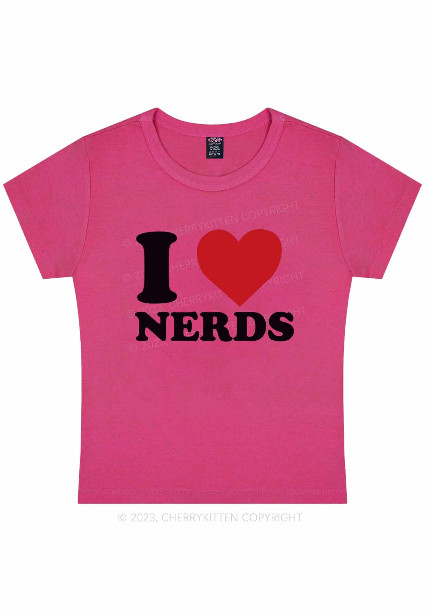 Curvy I Love Nerds Y2K Baby Tee Cherrykitten