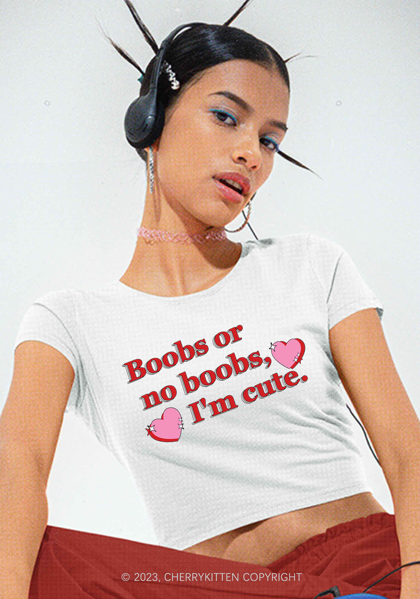 I'm Cute Y2K Baby Tee Cherrykitten