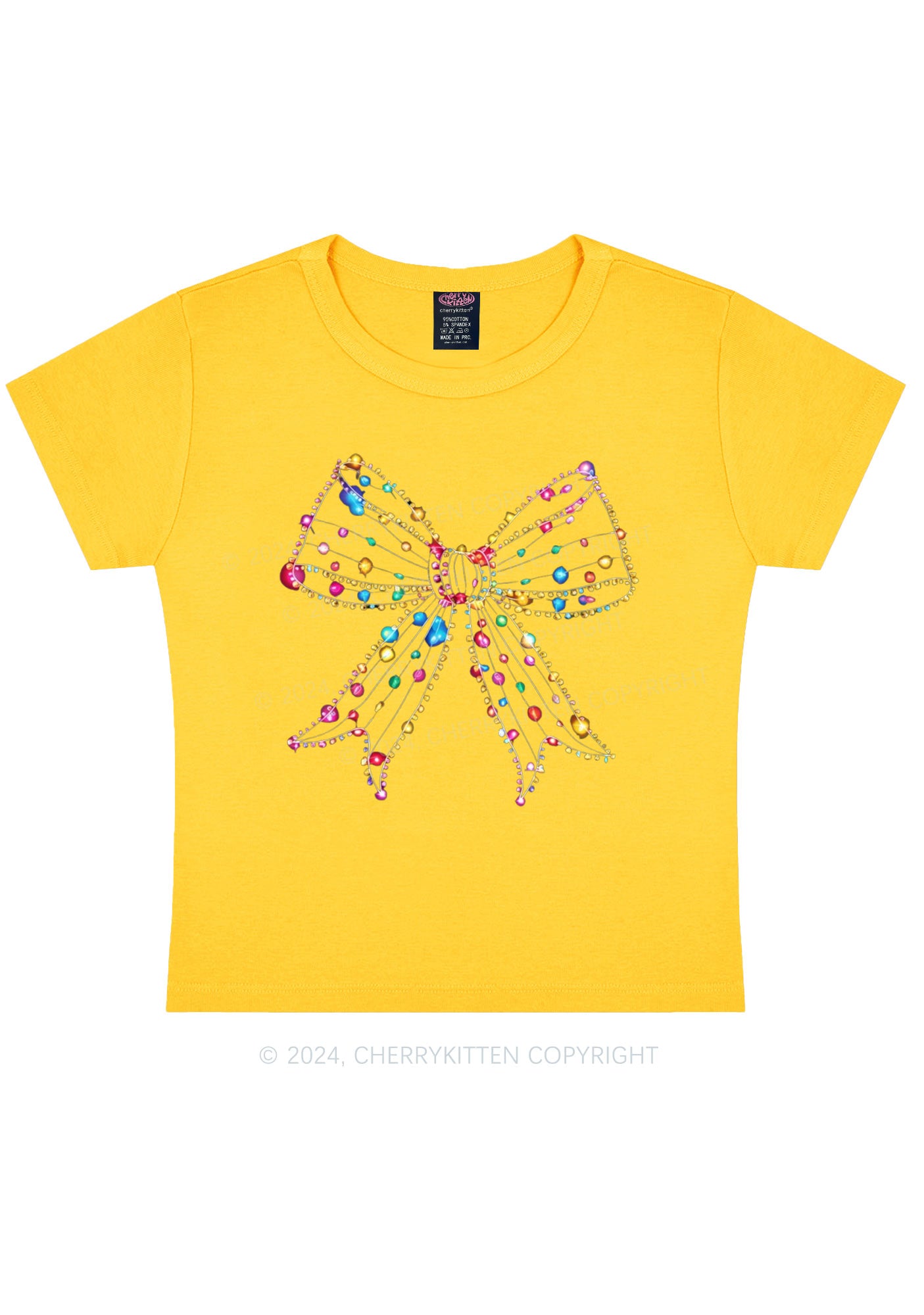 Christmas Bow Light Y2K Baby Tee Cherrykitten