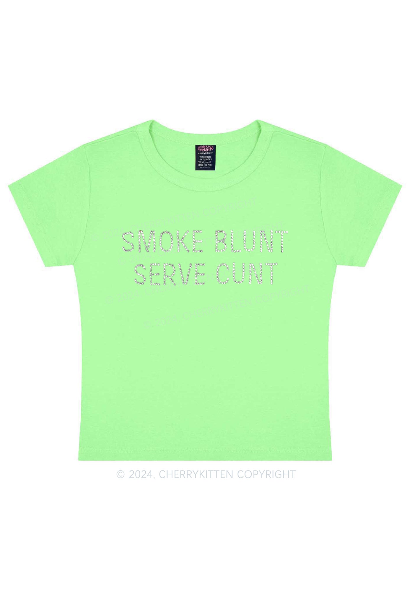 Rhinestone Smoke Blunt Y2K Baby Tee Cherrykitten