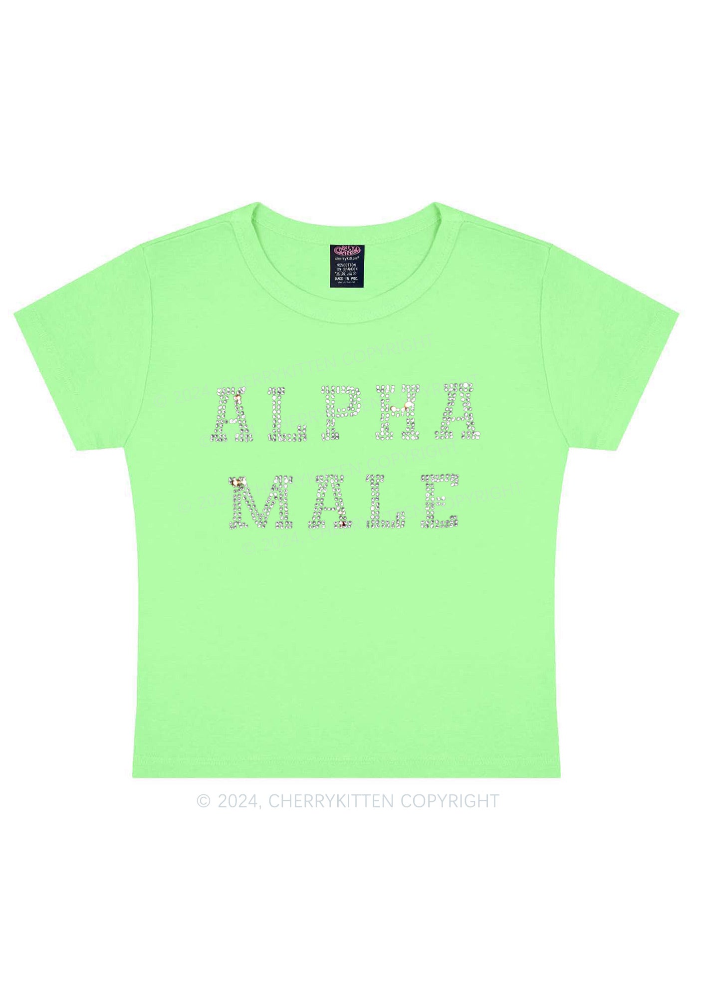 Rhinestone Alpha Male Y2K Baby Tee Cherrykitten