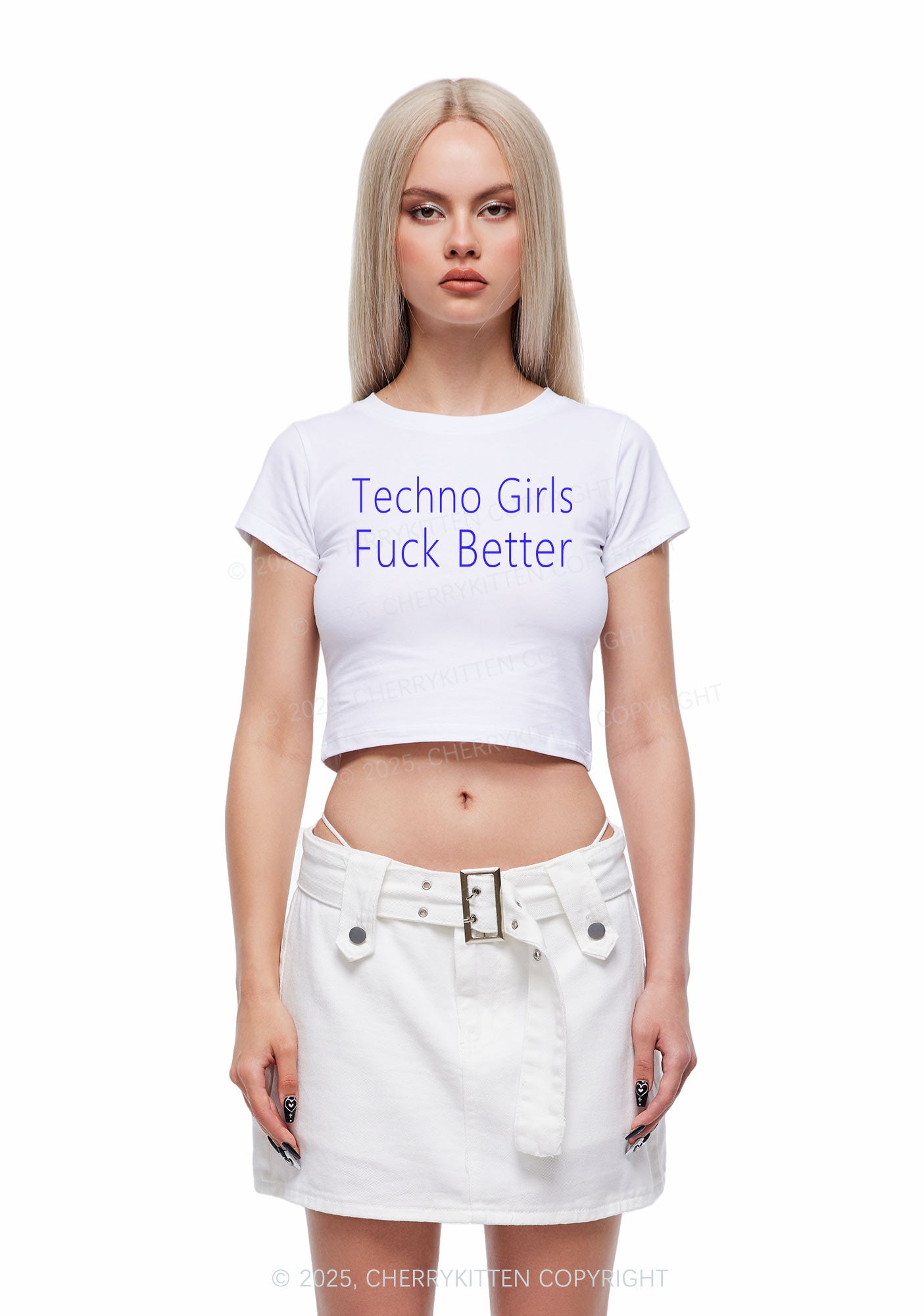 Techno Girls Fxxk Better Y2K Baby Tee Cherrykitten