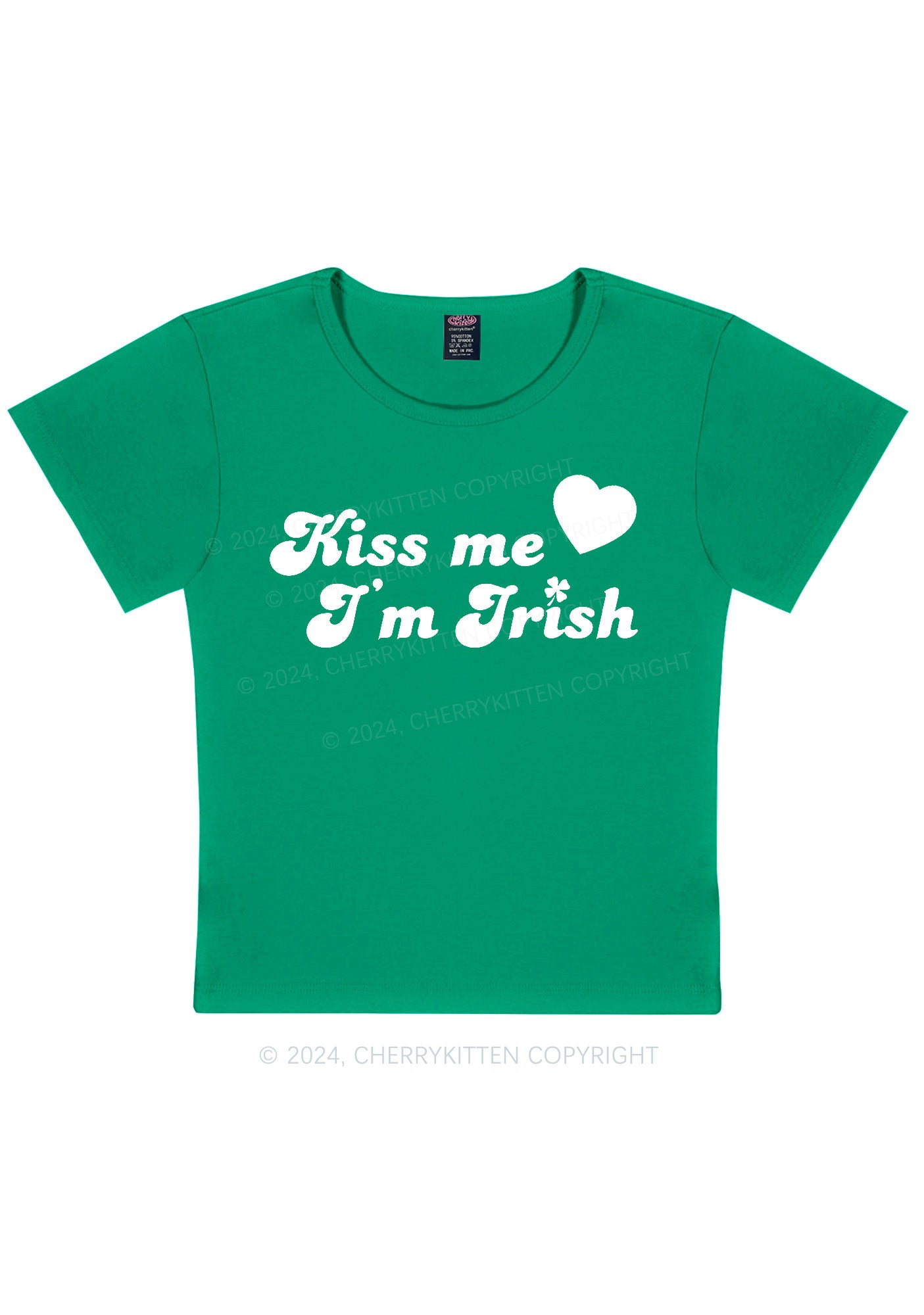 Kiss Me I'm Irish St Patricks Y2K Baby Tee Cherrykitten