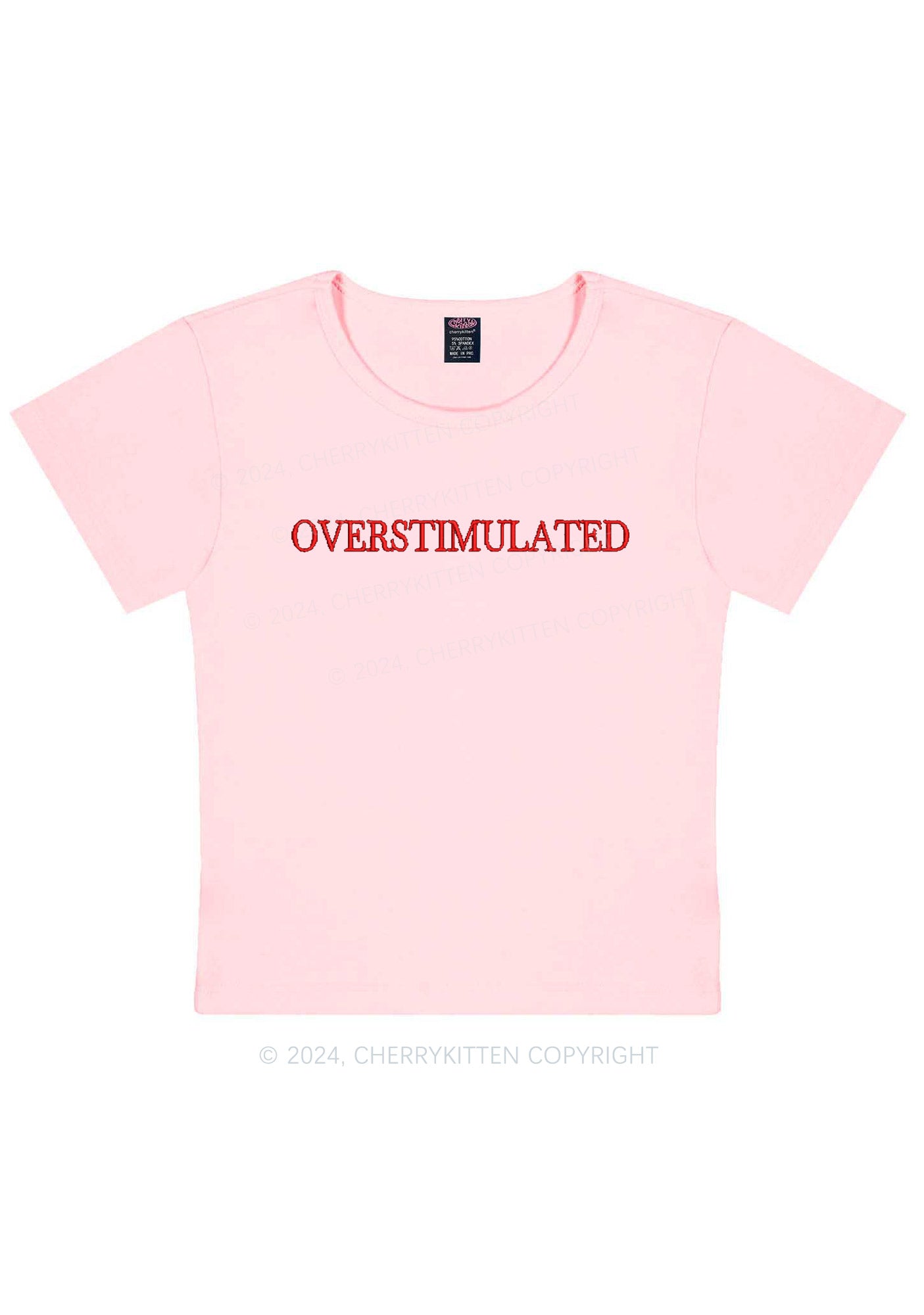 Embroidered Overstimulated Y2K Baby Tee Cherrykitten