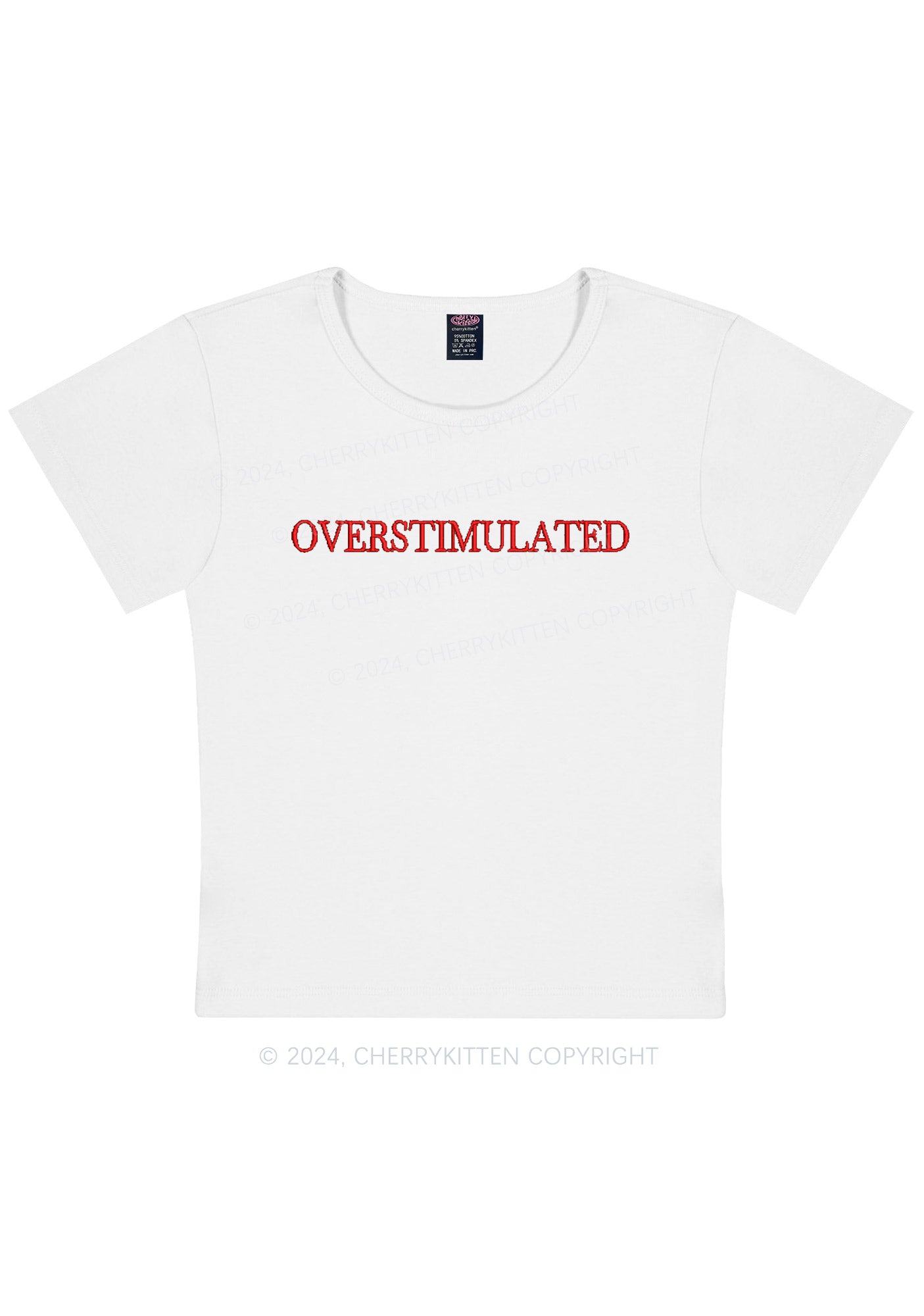 Embroidered Overstimulated Y2K Baby Tee Cherrykitten