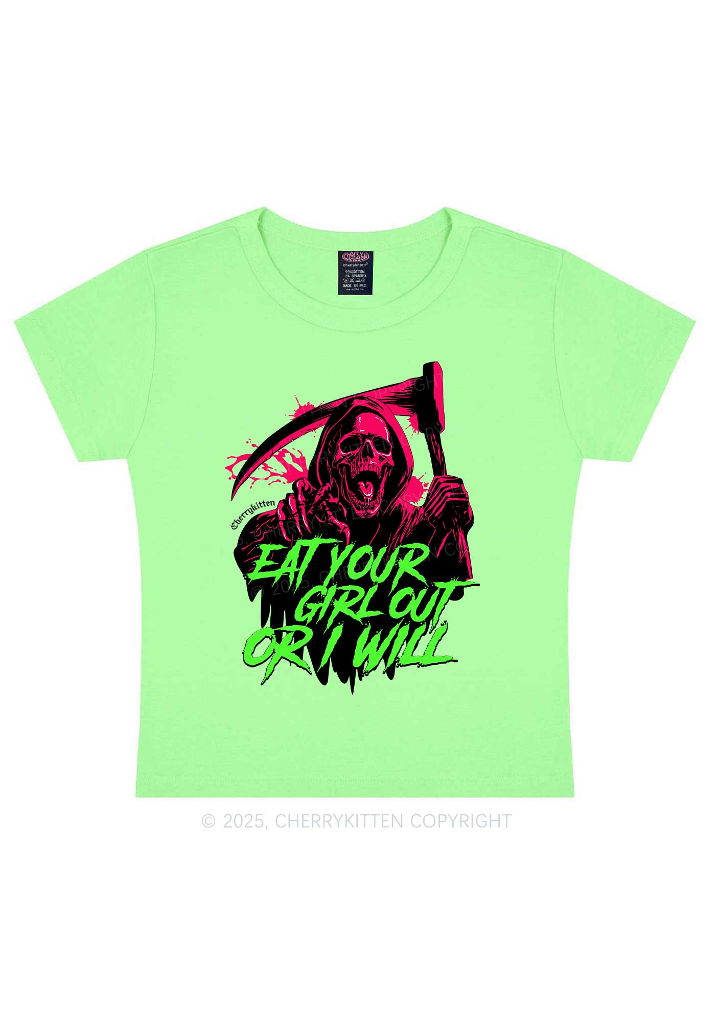 Hallowen Ghost Eat Your Girl Out Y2K Baby Tee Cherrykitten
