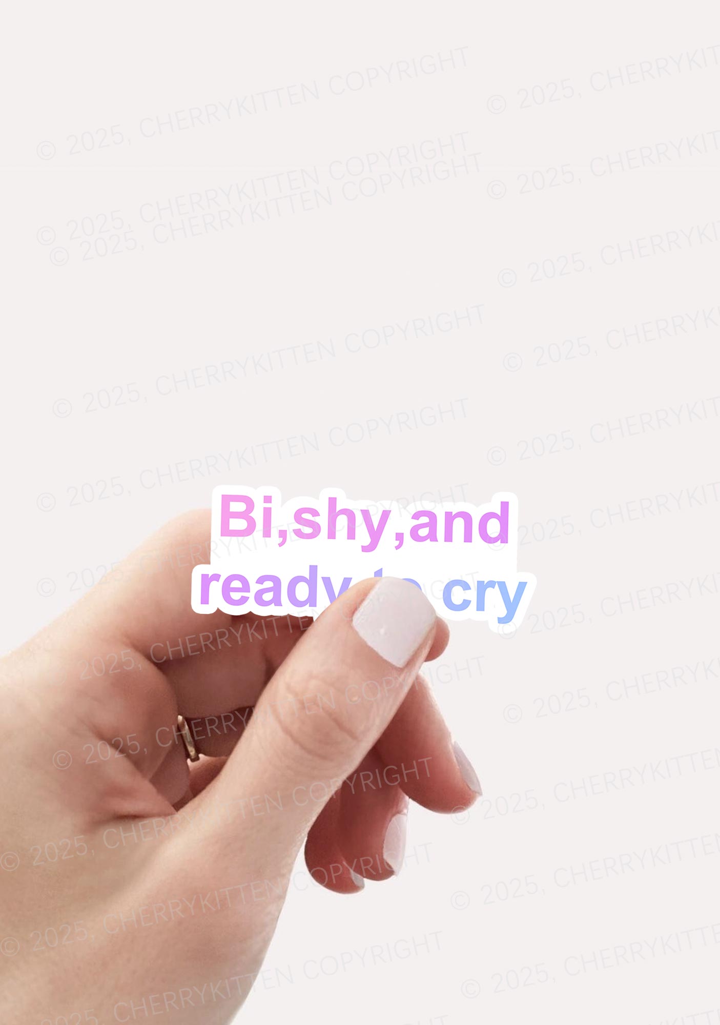 Bi Shy And Ready To Cry Pride 1Pc Y2K Sticker Cherrykitten
