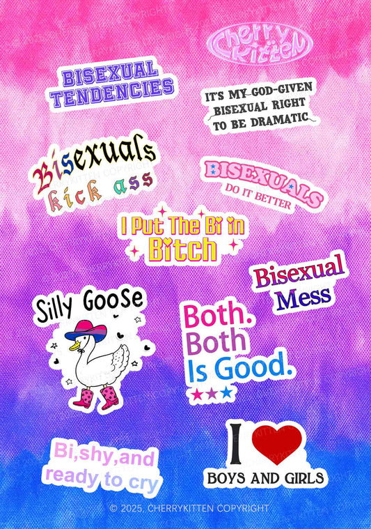 Cherrykitten Bisexual Art Y2K Stickers Pack Of 10