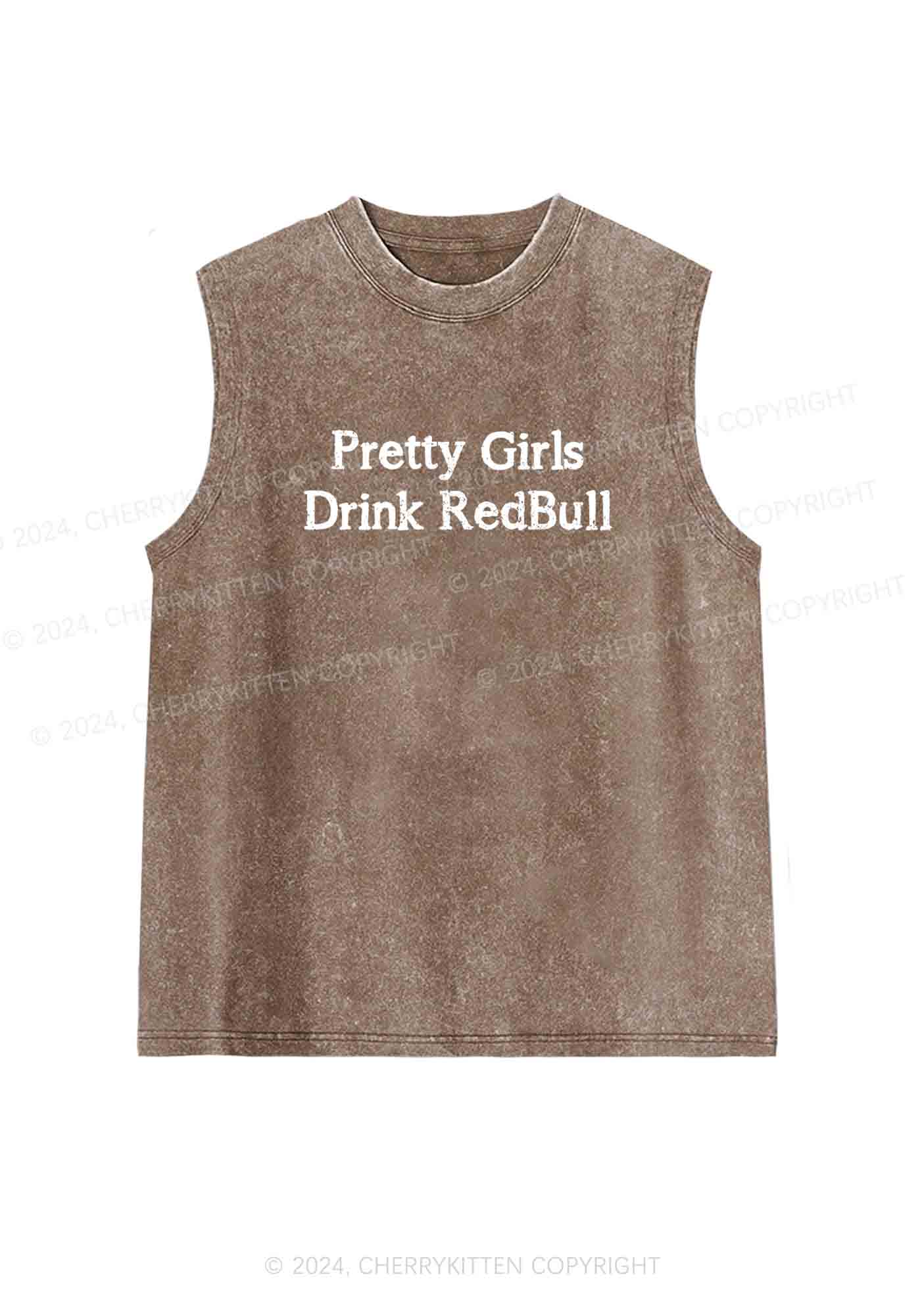 Pretty Girls Drink Redbull Y2K Washed Tank Cherrykitten