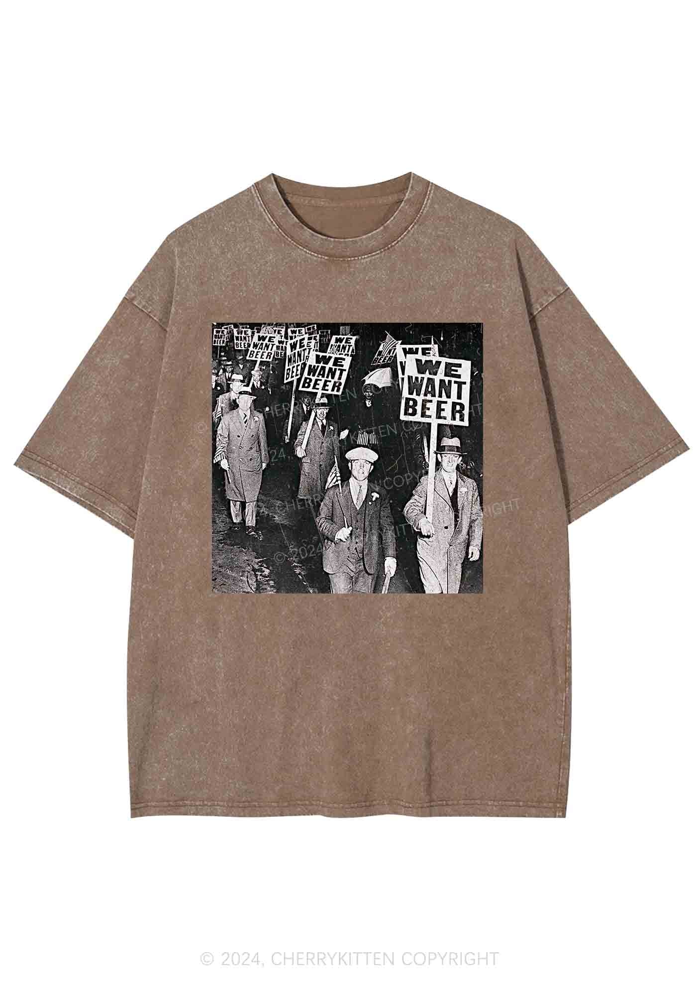 We Want Beer Y2K Washed Tee Cherrykitten