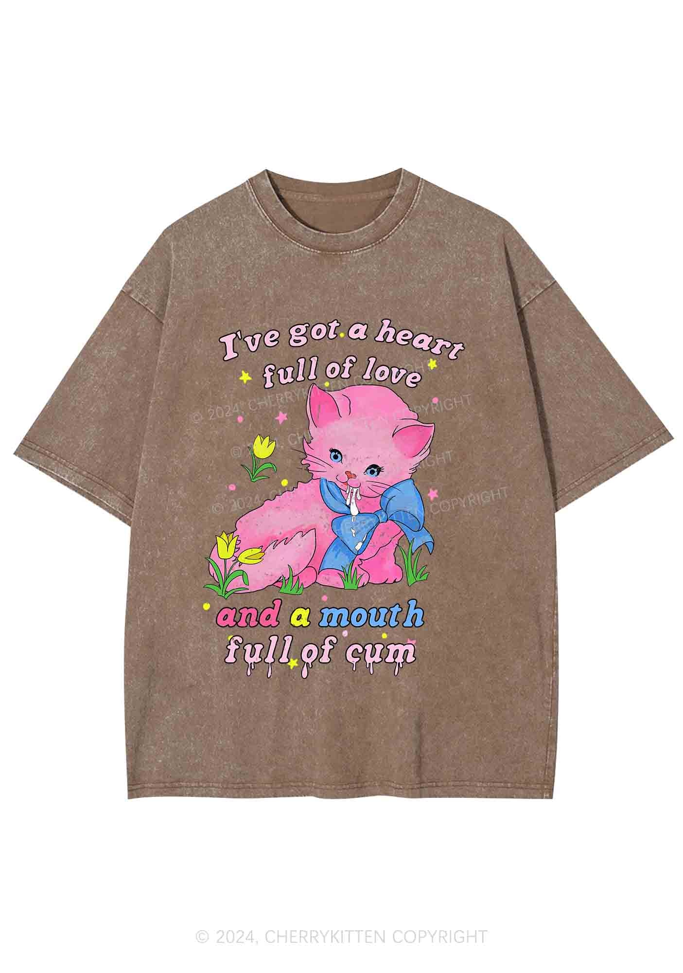 Heart Full Of Love Y2K Washed Tee Cherrykitten