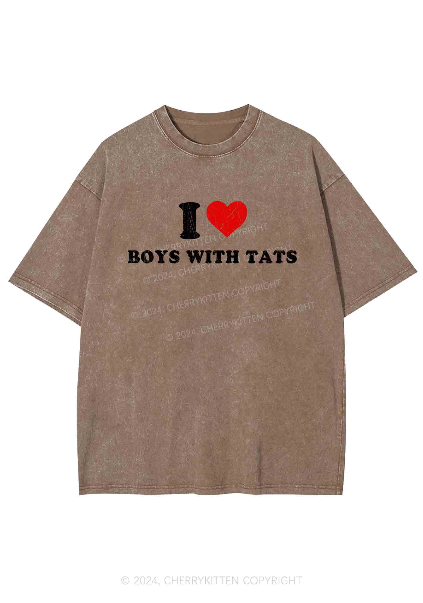 I Love Boys With Tats Y2K Washed Tee Cherrykitten