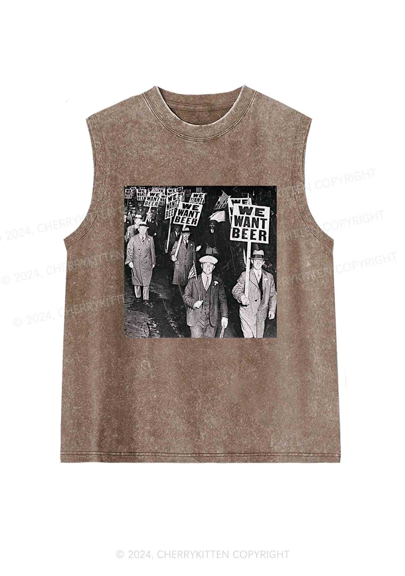 We Want Beer Y2K Washed Tank Cherrykitten